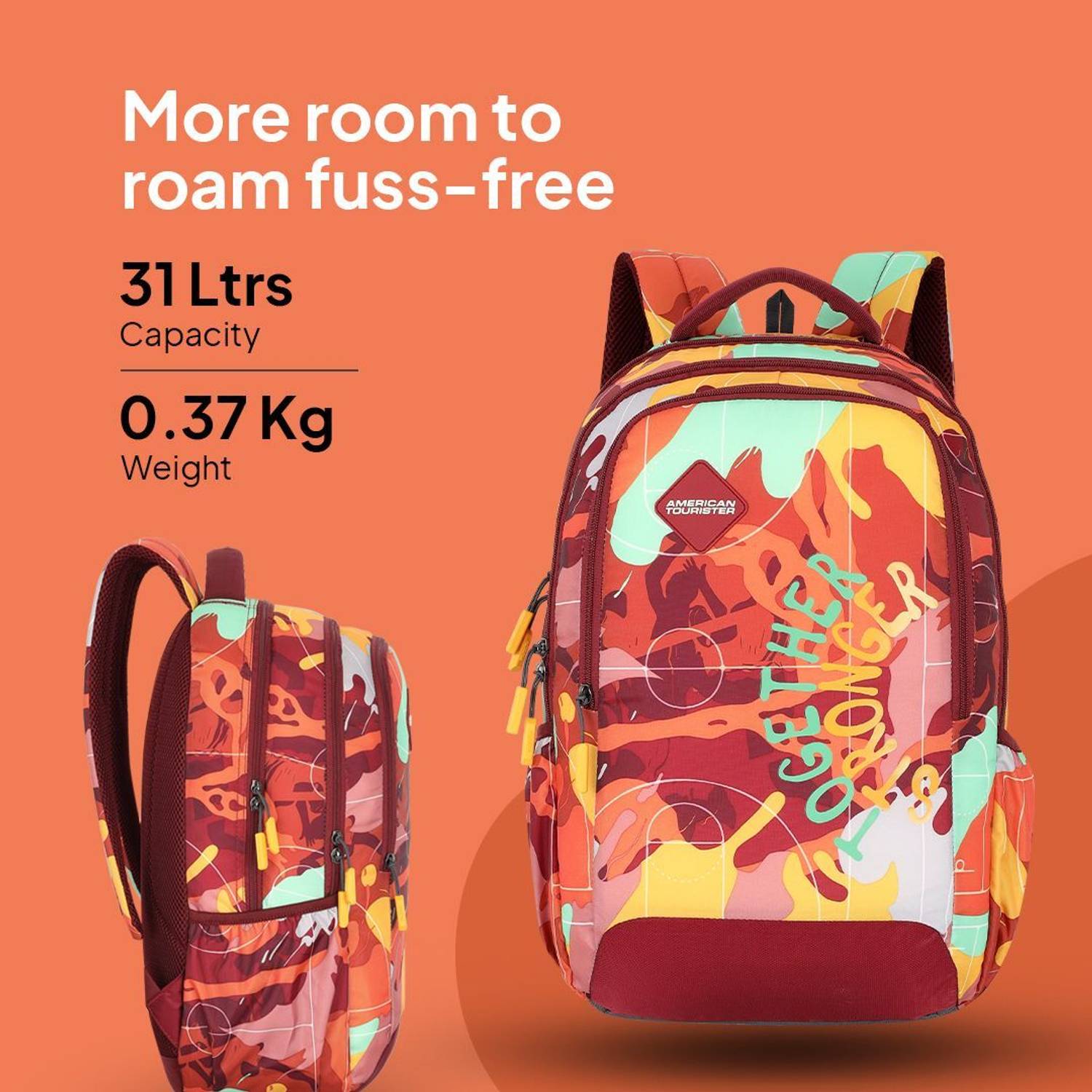 American Tourister Fizz 32L Red Backpack - Image 3