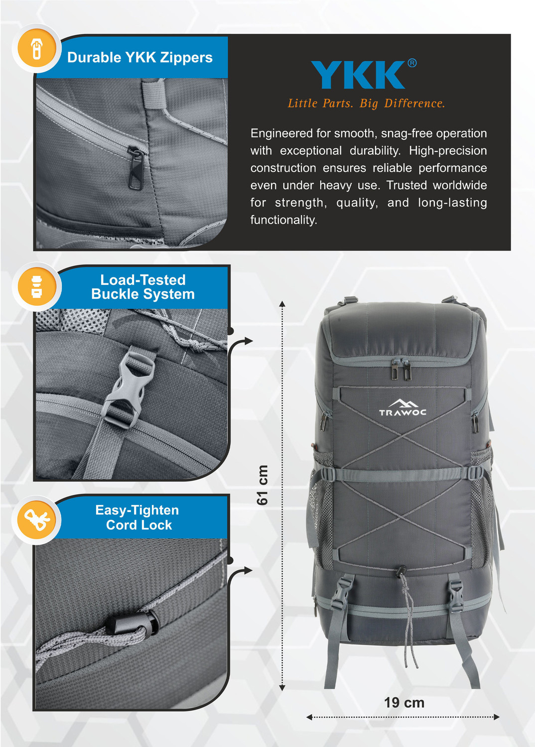 Image of TRAWOC STEALTH 40L Travel bag with Shoe Compartment for men and women 40 L Laptop Backpack