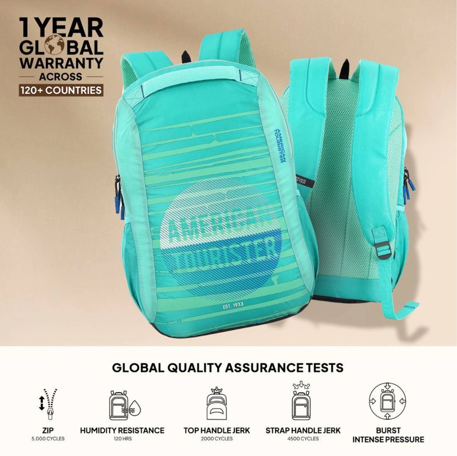 American Tourister Mist 05 31L Green Backpack - Image 5