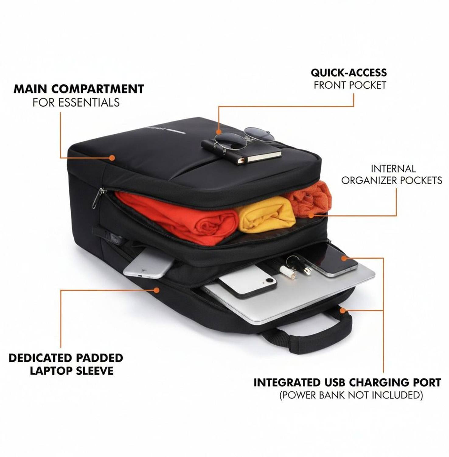 Hacker 50L Laptop Backpack with USB Charging - Image 3
