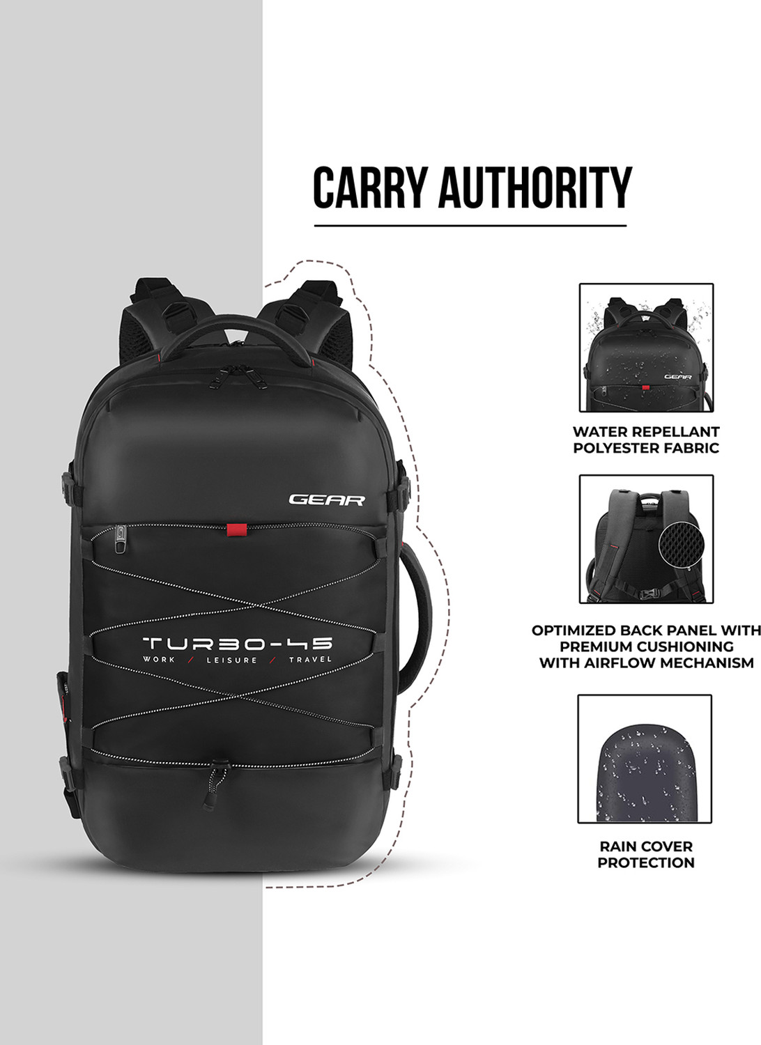 Image of Gear TURBO 45 TRAVEL LAPTOP BACKPACK 45 L Laptop Backpack