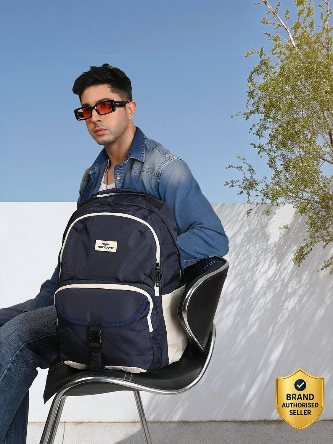 RED TAPE Navy Polyester Backpack 26L
