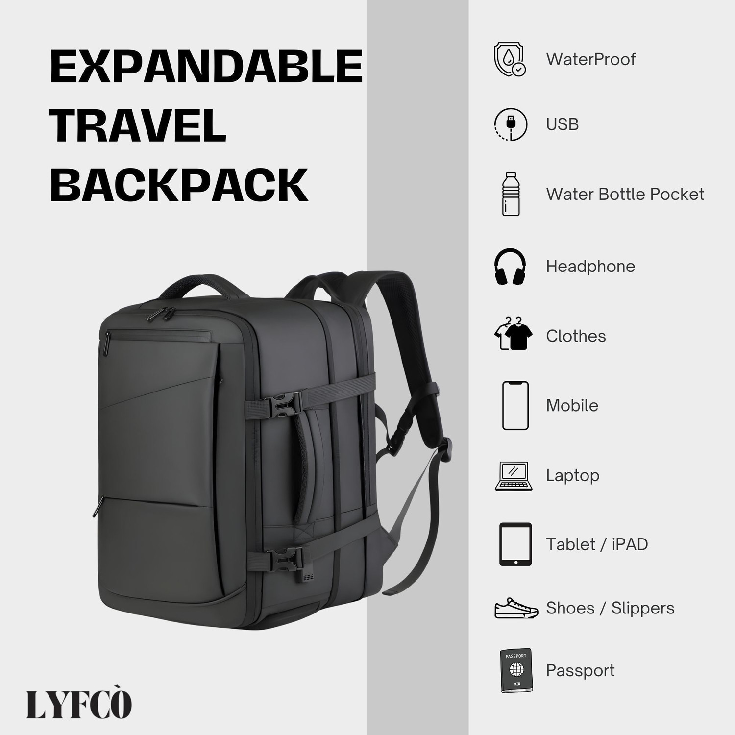 Image of LYFCO Travel Backpack 45 L Laptop Backpack