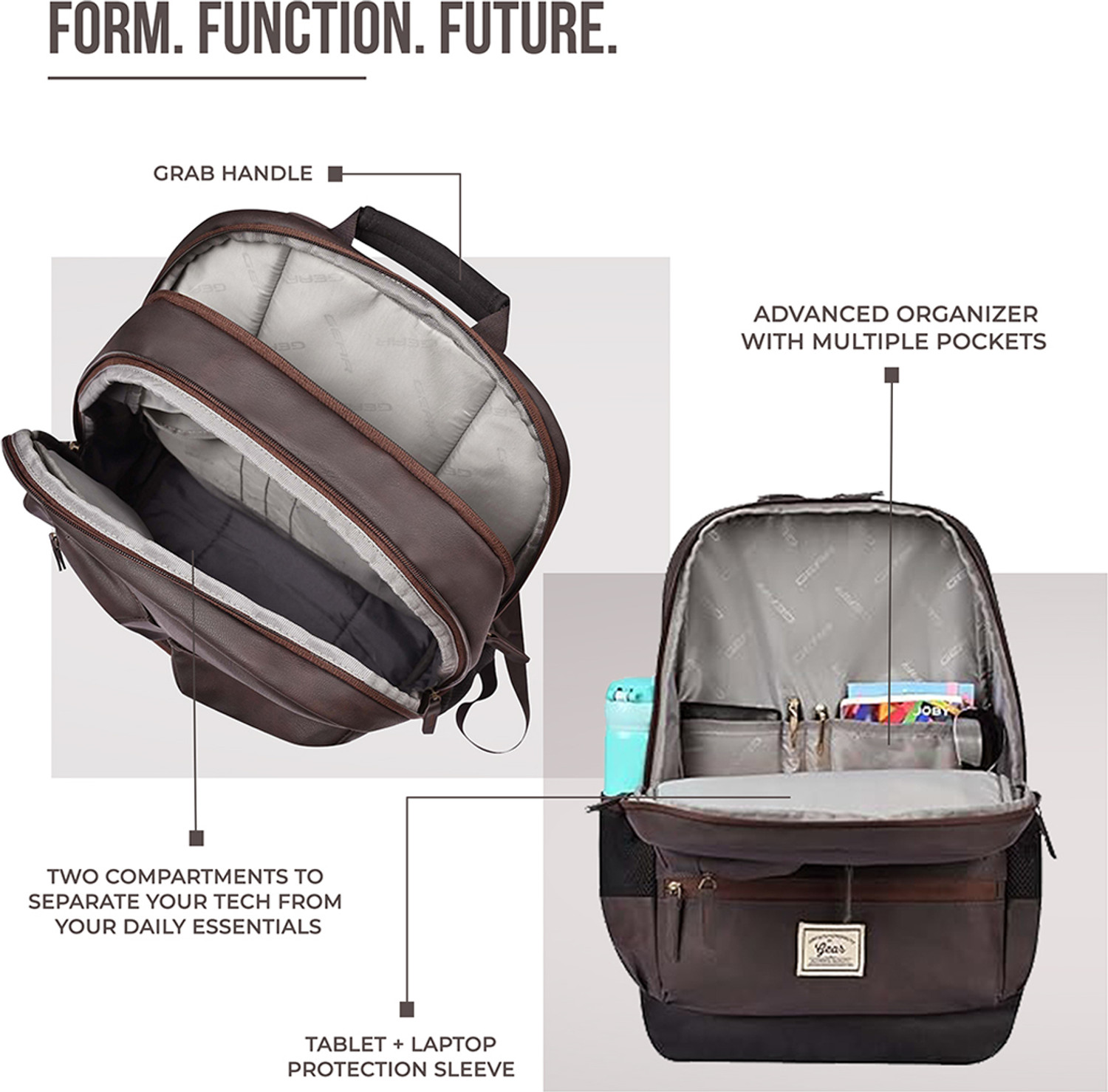 Image of Gear VINTAGE BOXY LEATHER LAPTOP BACKPACK 26 L Laptop Backpack