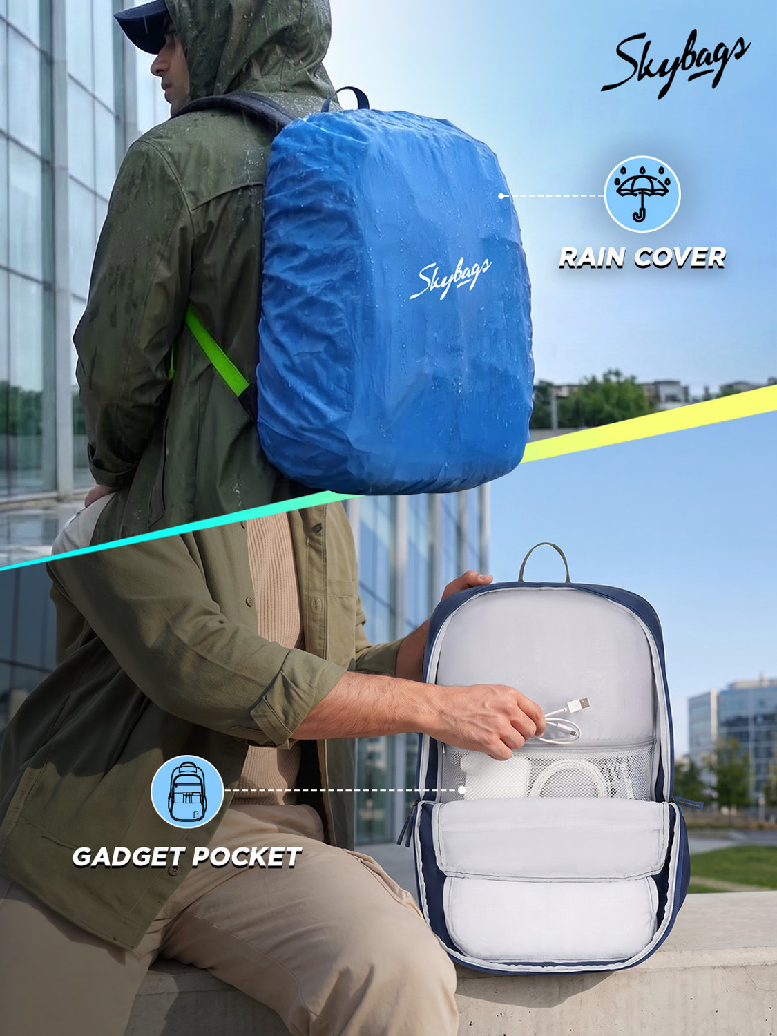 Image of SKYBAGS Connect Office Laptop Backpacks with Rain Cover | Adjustable Strap 23 L Backpack