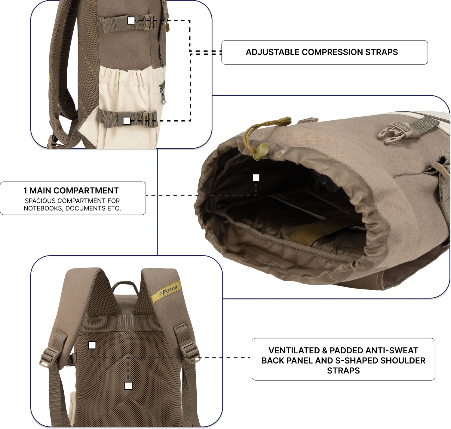Image of F Gear Canyon 18L Premium Canvas Laptop Backpack|Water-Resistant|Office & College Bag 18 L Laptop Backpack