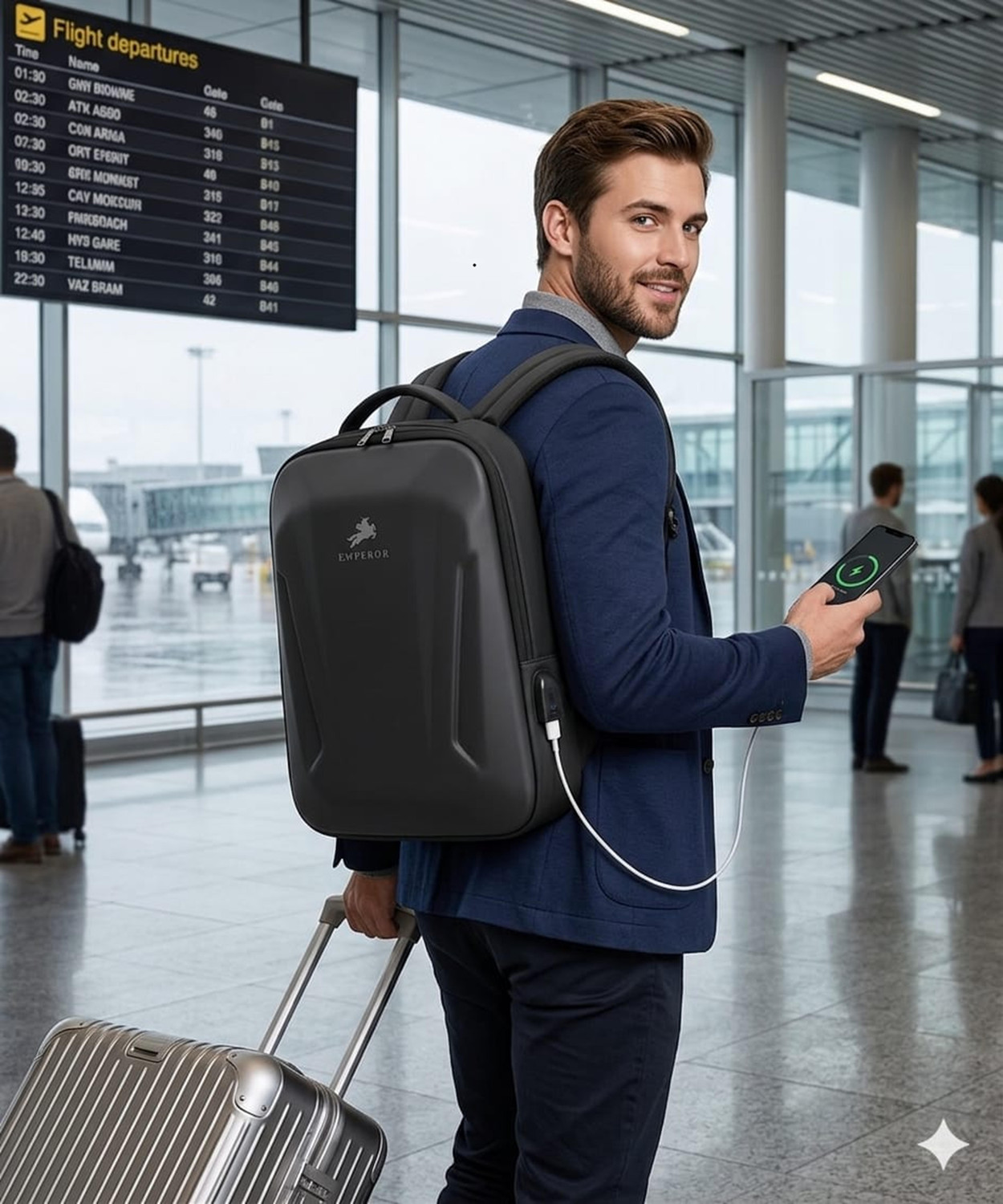 Image of Emperor Anti-theft Laptop Backpack with USB Charging Port Business and Travel Bag 34 L Laptop Backpack
