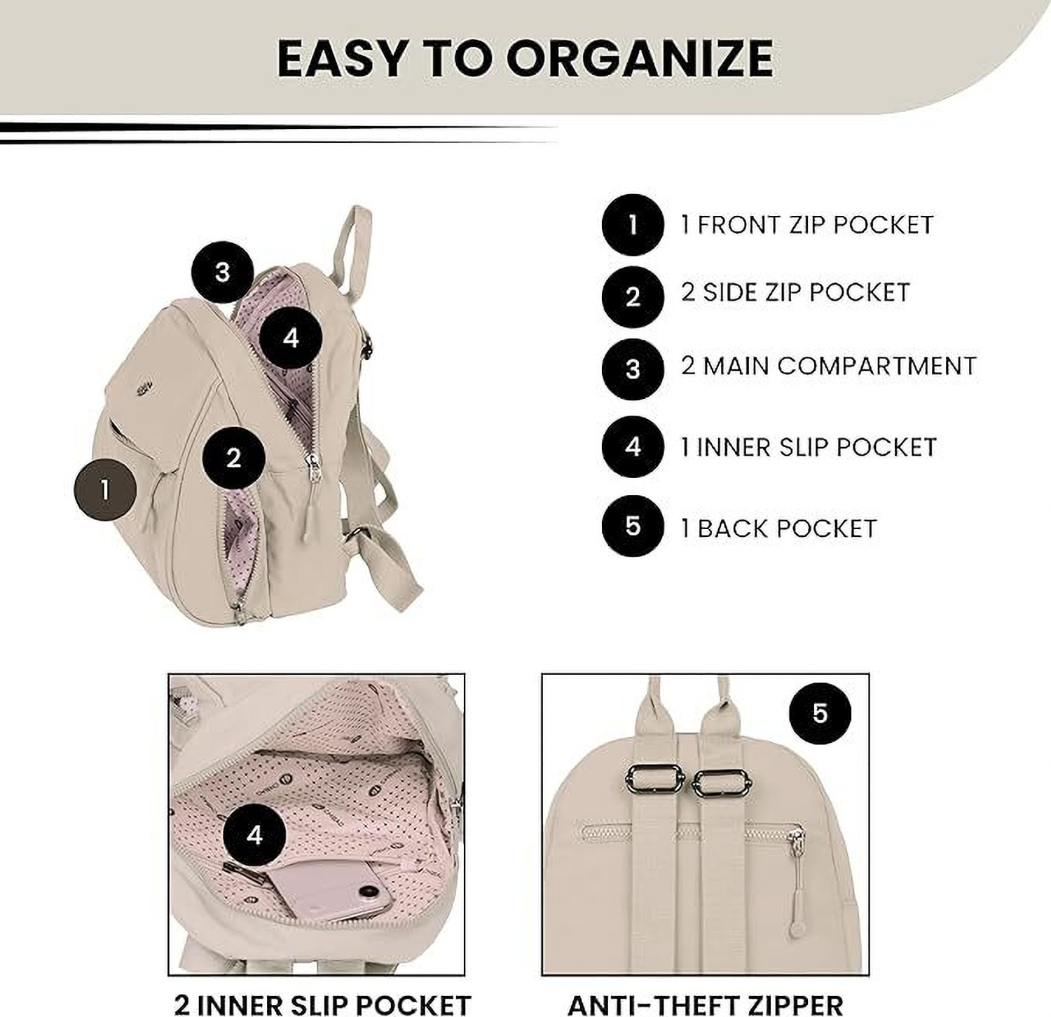 Image of TS WITH TECHSUN Mini Backpack Purse Women's Small Sling Bag for Travel, Daily Use,Casual Outings 12 L Backpack