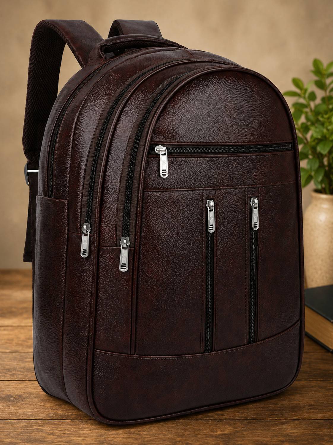 BACKPACKERS Carryzo Urban Vintage Multi-Zip Laptop Backpack 35L Brown Leather Finish 38 L Laptop Backpack