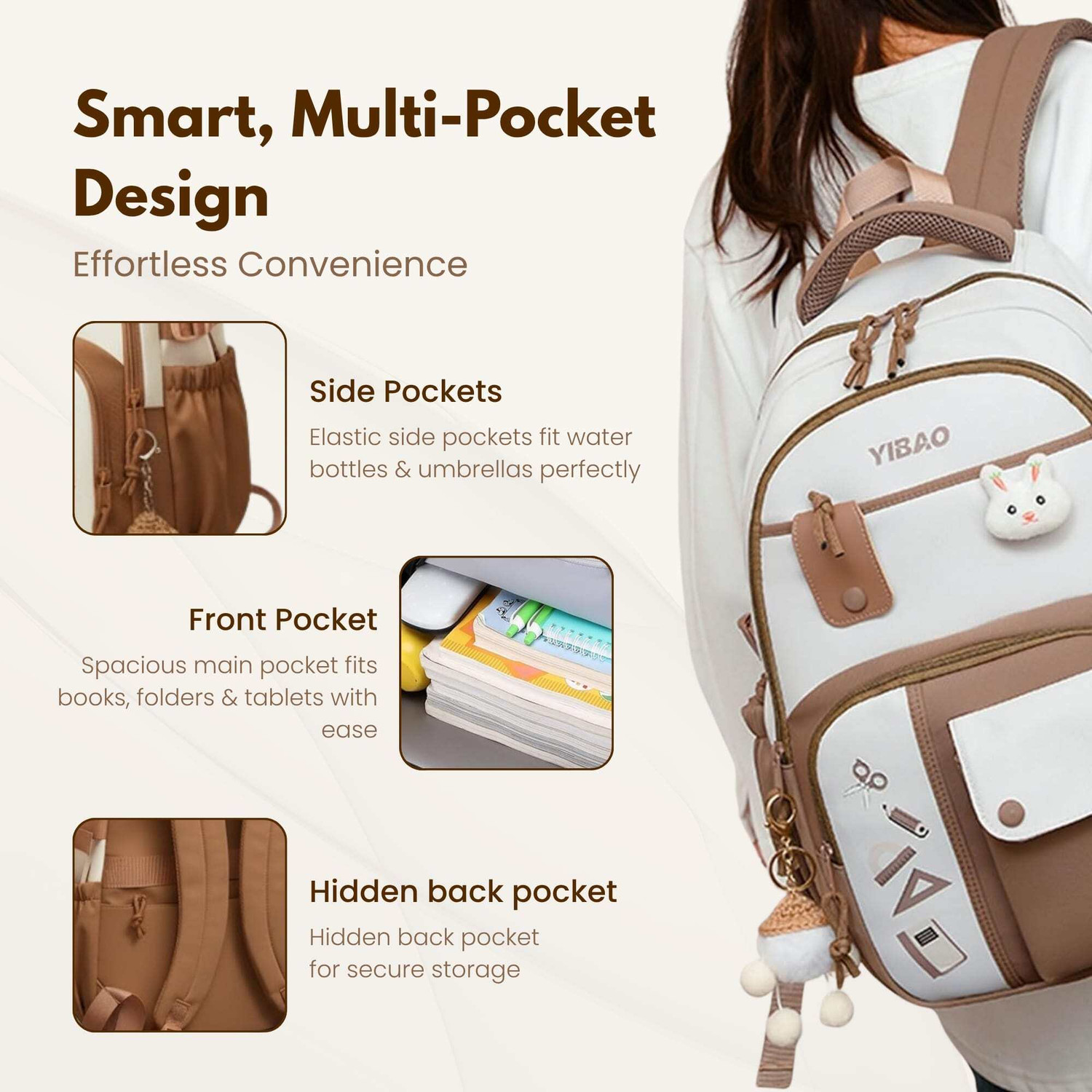 Image of Aximoz Two-tone backpack With Attached Key Chain with matching branding 30 L Backpack