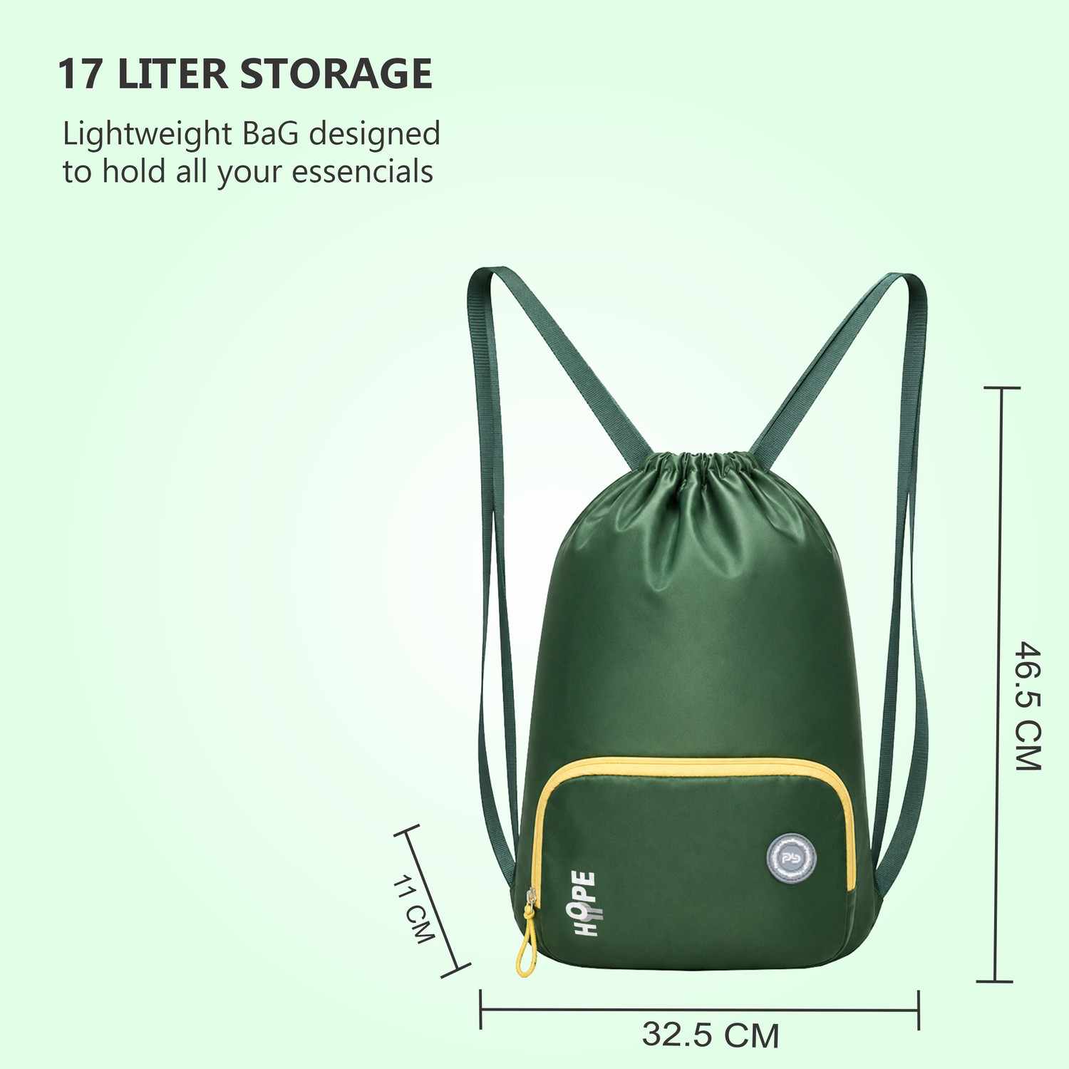 Image of PB Pearl Bags Premium Polyester Drawstring / Dori Bag with Front Zip Pocket (46.5x32.5X11 CM) 17 L Backpack