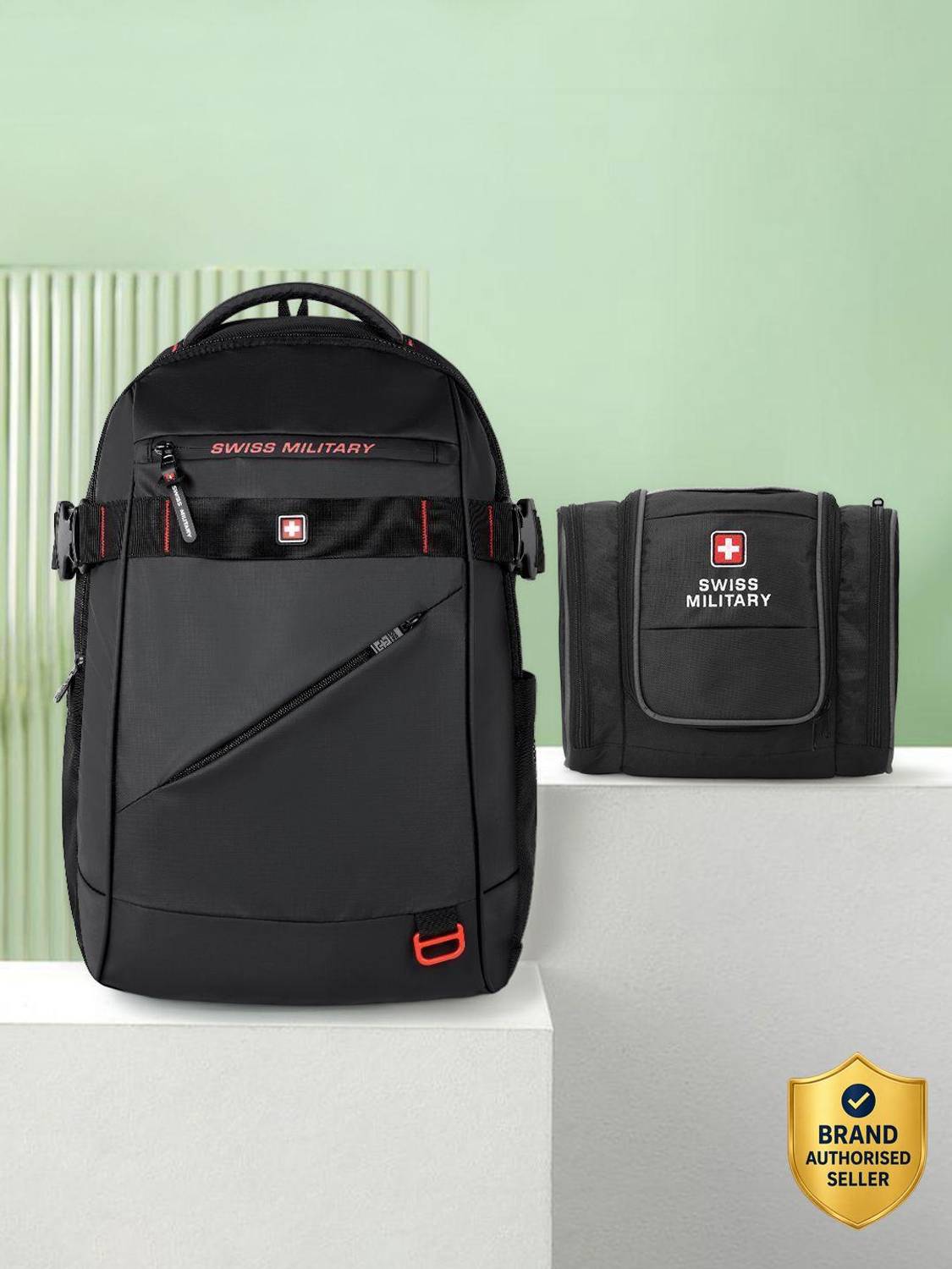 SWISS MILITARY Ghost 30L 15.6-Inch Laptops & 5L Water-Resistant Toiletry Bag (Pack f 2) 35 L Backpack