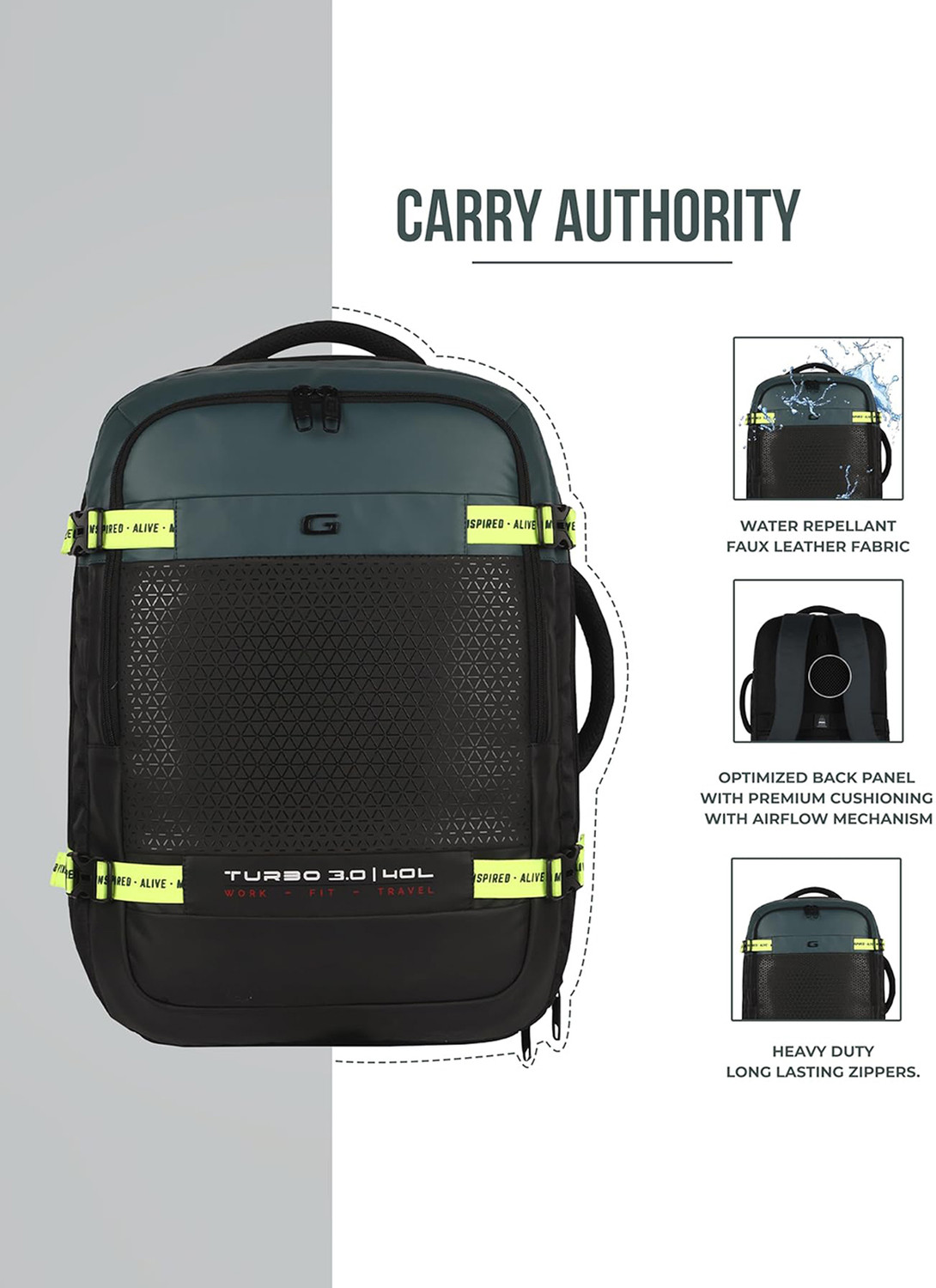 Image of Gear Turbo 3 Travel LBP 40L with rain cover 40 L Laptop Backpack