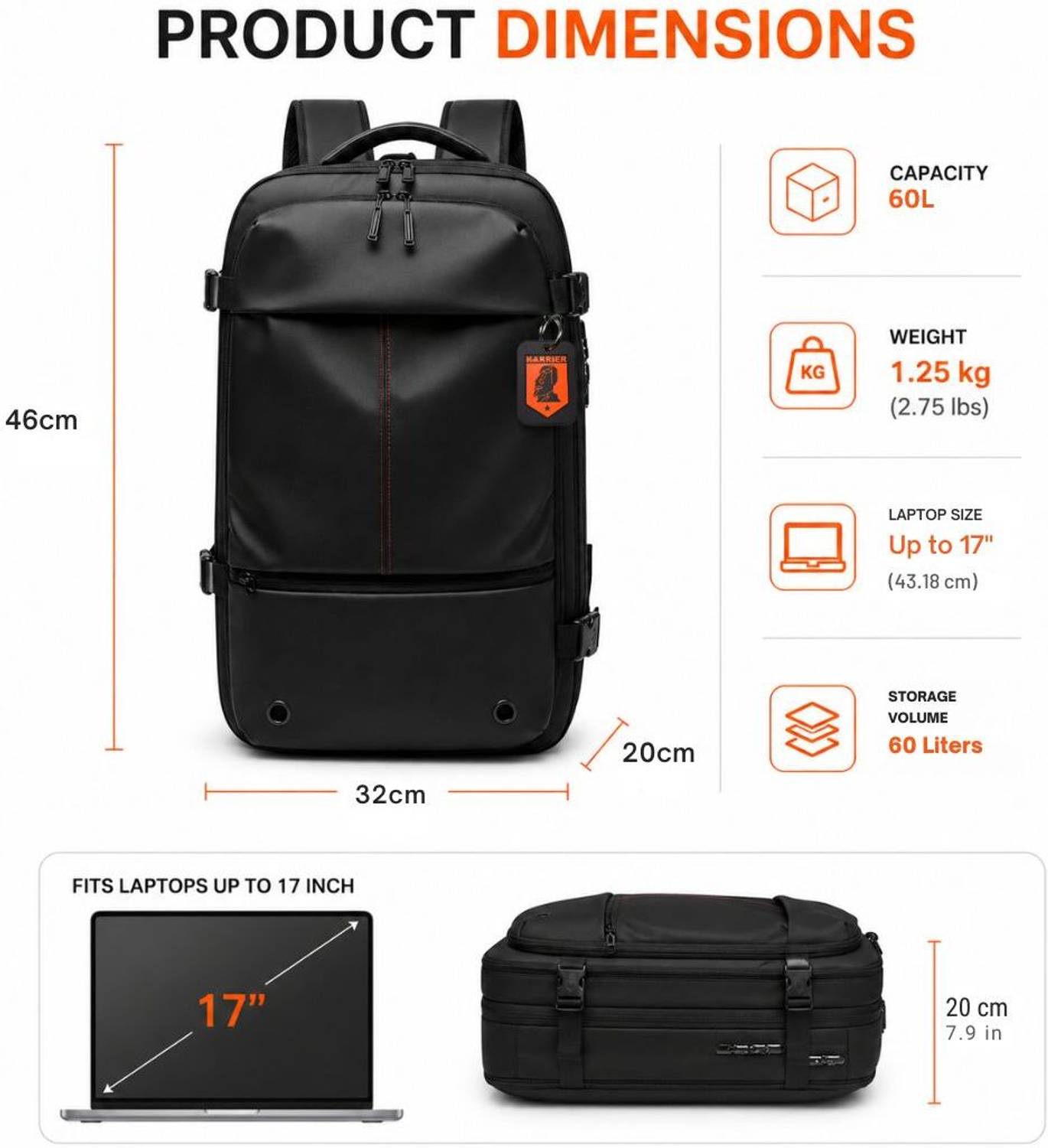 KARRIER 60L Vacuum Compression Backpack - Image 4
