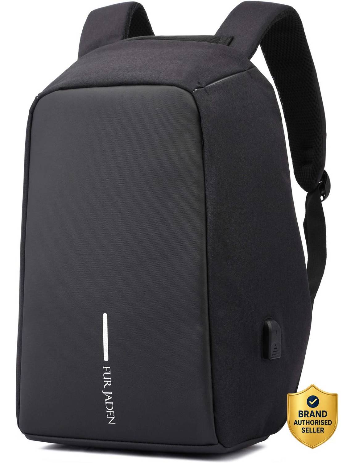 FUR JADEN Black Anti Theft Backpack with USB Charging Point 15 L Laptop Backpack