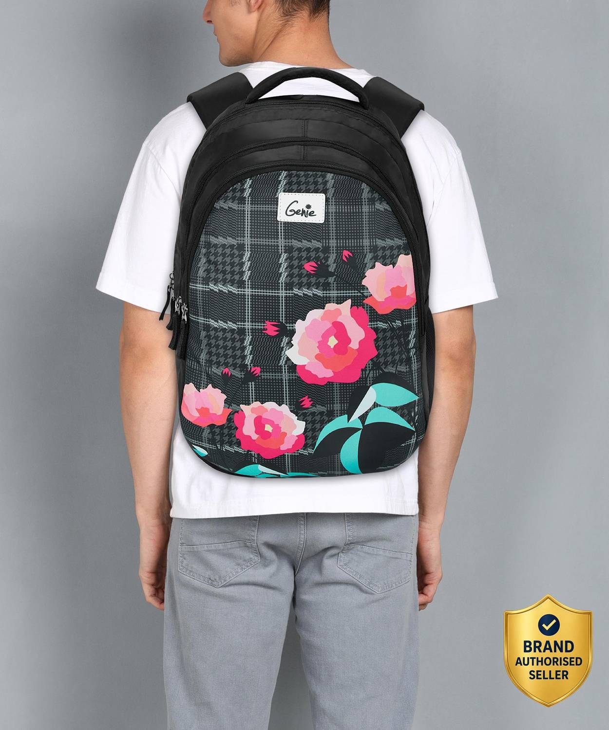 Genie Aroma Laptop Backpack for Women in Black colour. More Volume, 3 zips 36 L Laptop Backpack