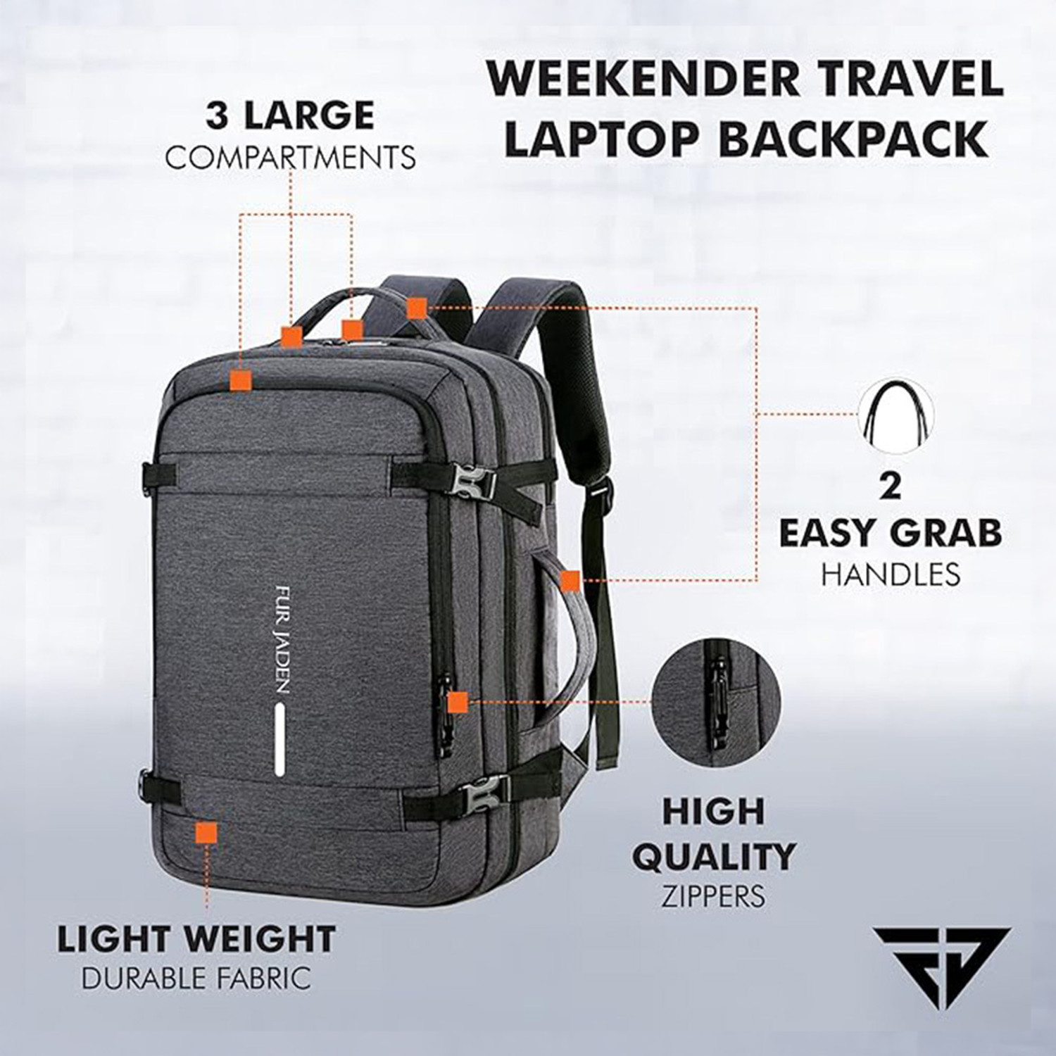 Image of FUR JADEN Weekender Travel Bag with Anti Theft Pocket, Organizer Pockets 38 L Laptop Backpack
