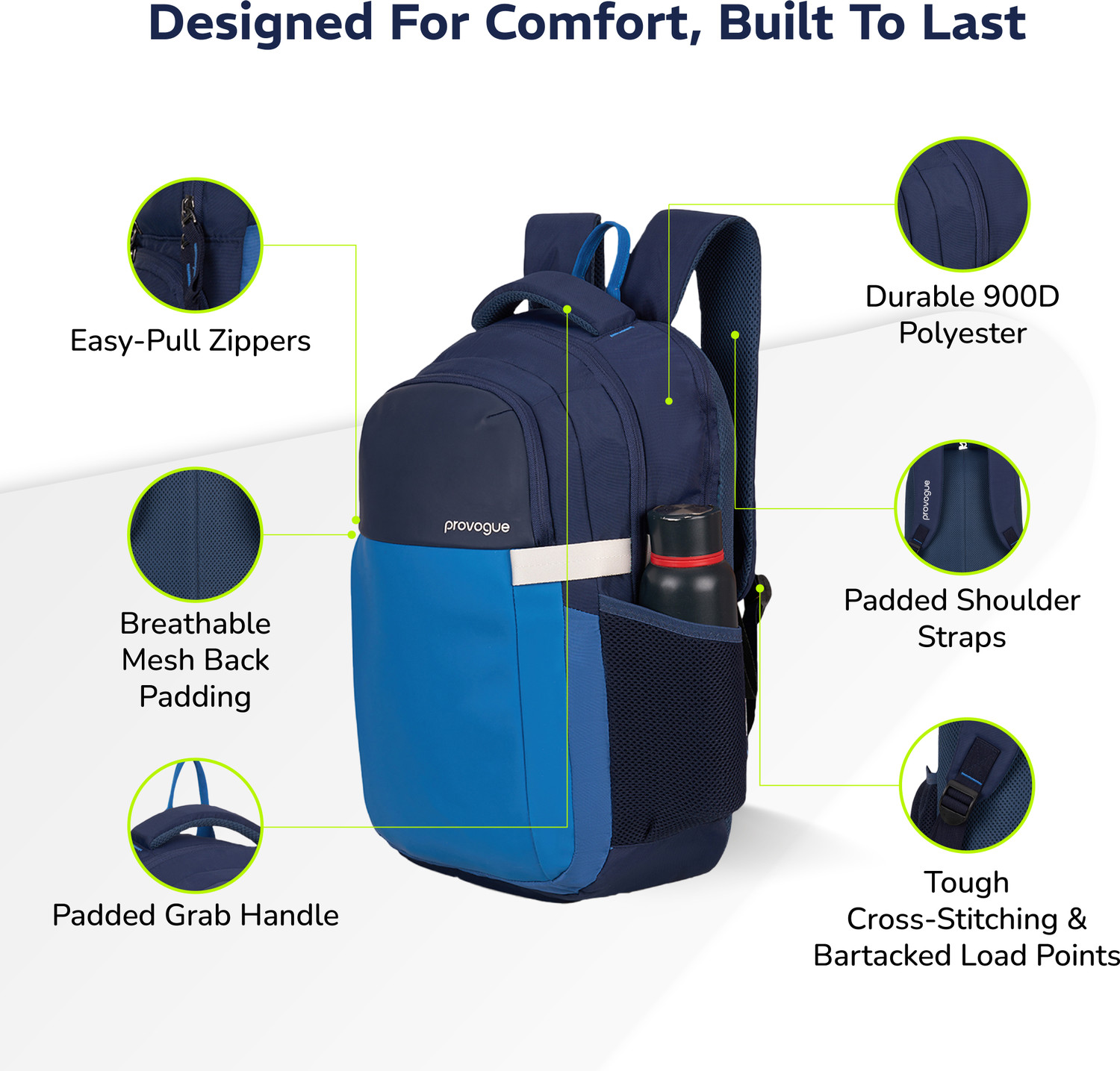 Image of PROVOGUE Urban laptop bag with rain cover, sleeve,Blue, 30 Ltr 30 L Laptop Backpack