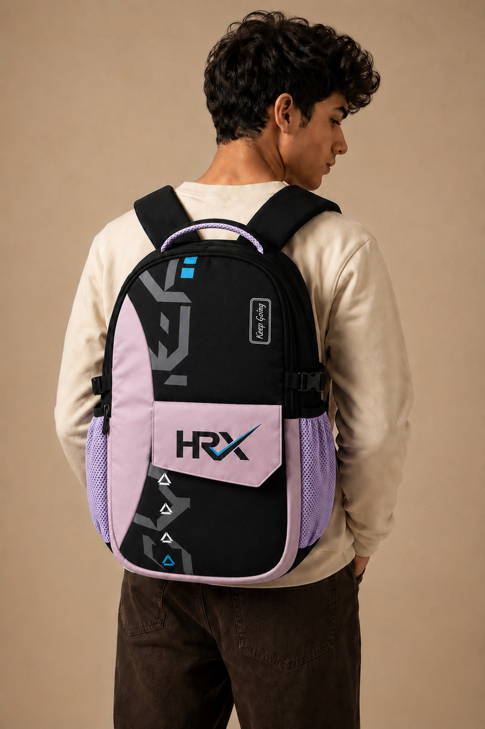 Image of HRX by Hrithik Roshan Large 45 L Laptop Backpack Unisex SkyRush with Rain Cover (Lavender) 45 L Laptop Backpack