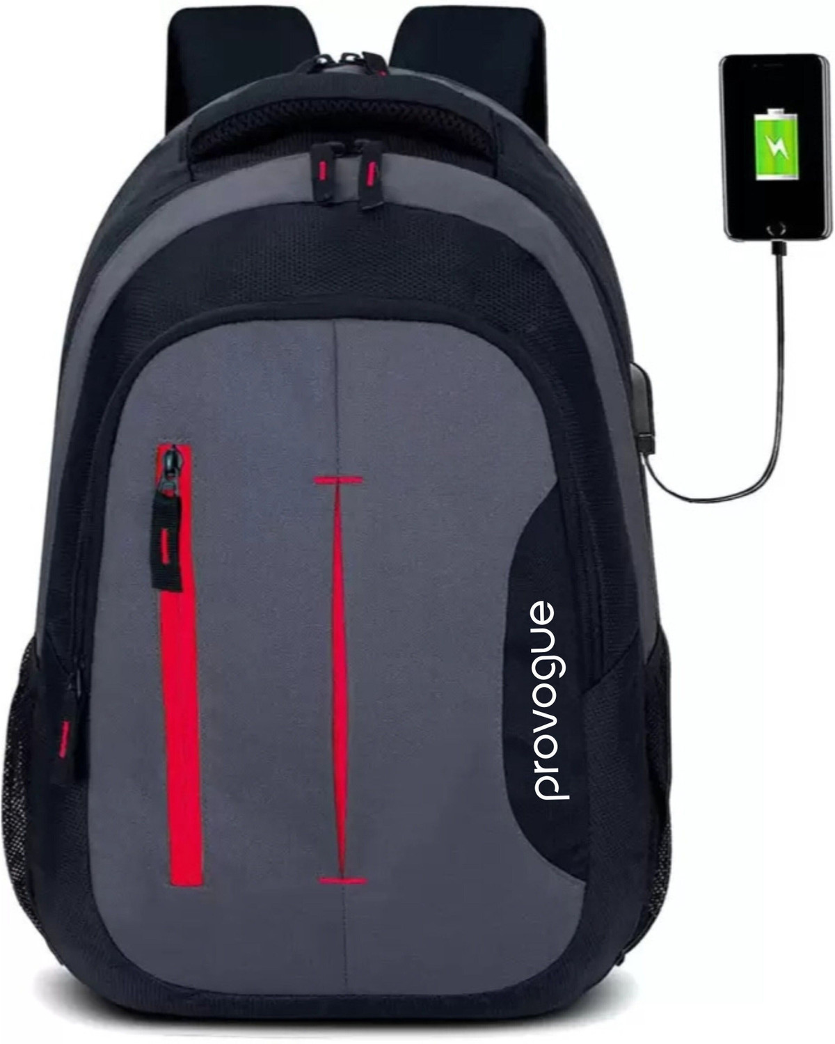Image of PROVOGUE laptop backpack unisex with usb charging port.water Resistant(Black) 36 L Backpack