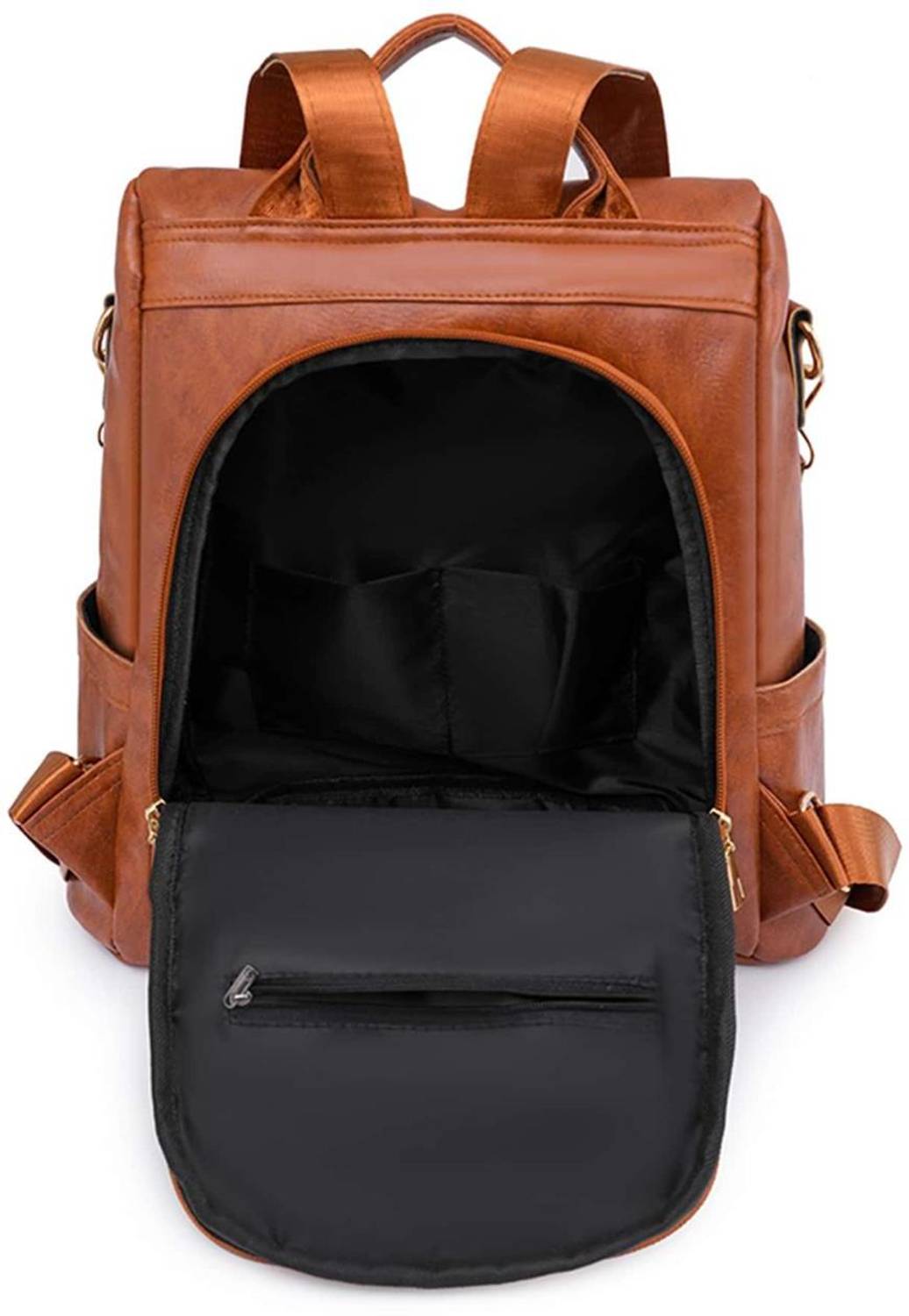 M RUFOUS Ladies Tan Vegan Leather Backpack 20L - Image 5