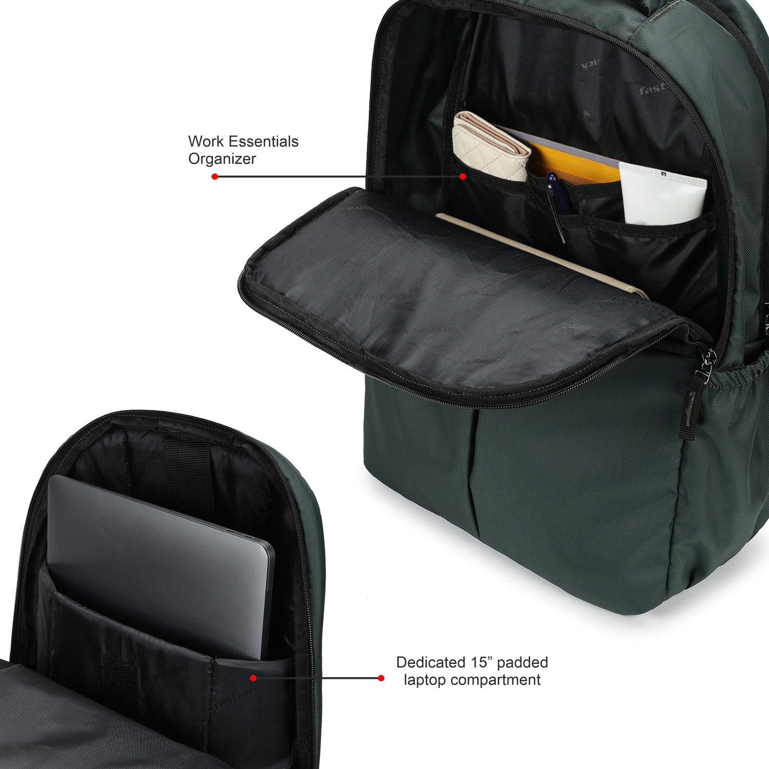 Image of Fastrack Unisex Twinzip Laptop Backpack with 15 inchLaptopSleeve 23 L Laptop Backpack