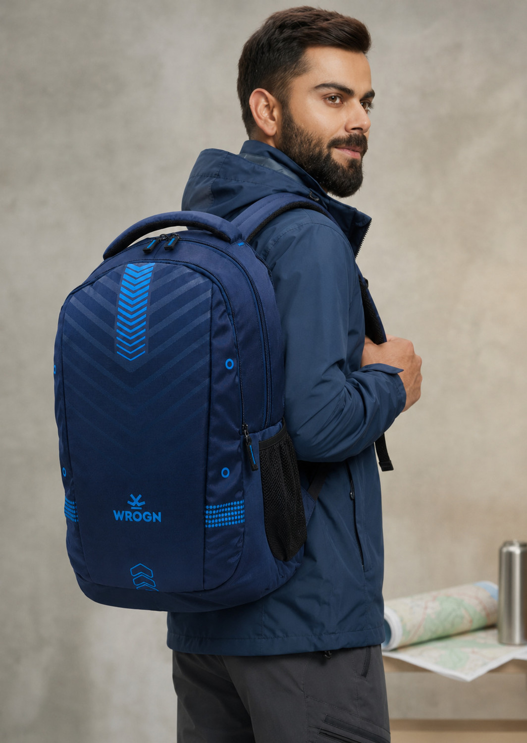 Image of WROGN Large 45 L Laptop Backpack Unisex Zipster with USB Port, Rain Cover (Blue) 45 L Laptop Backpack