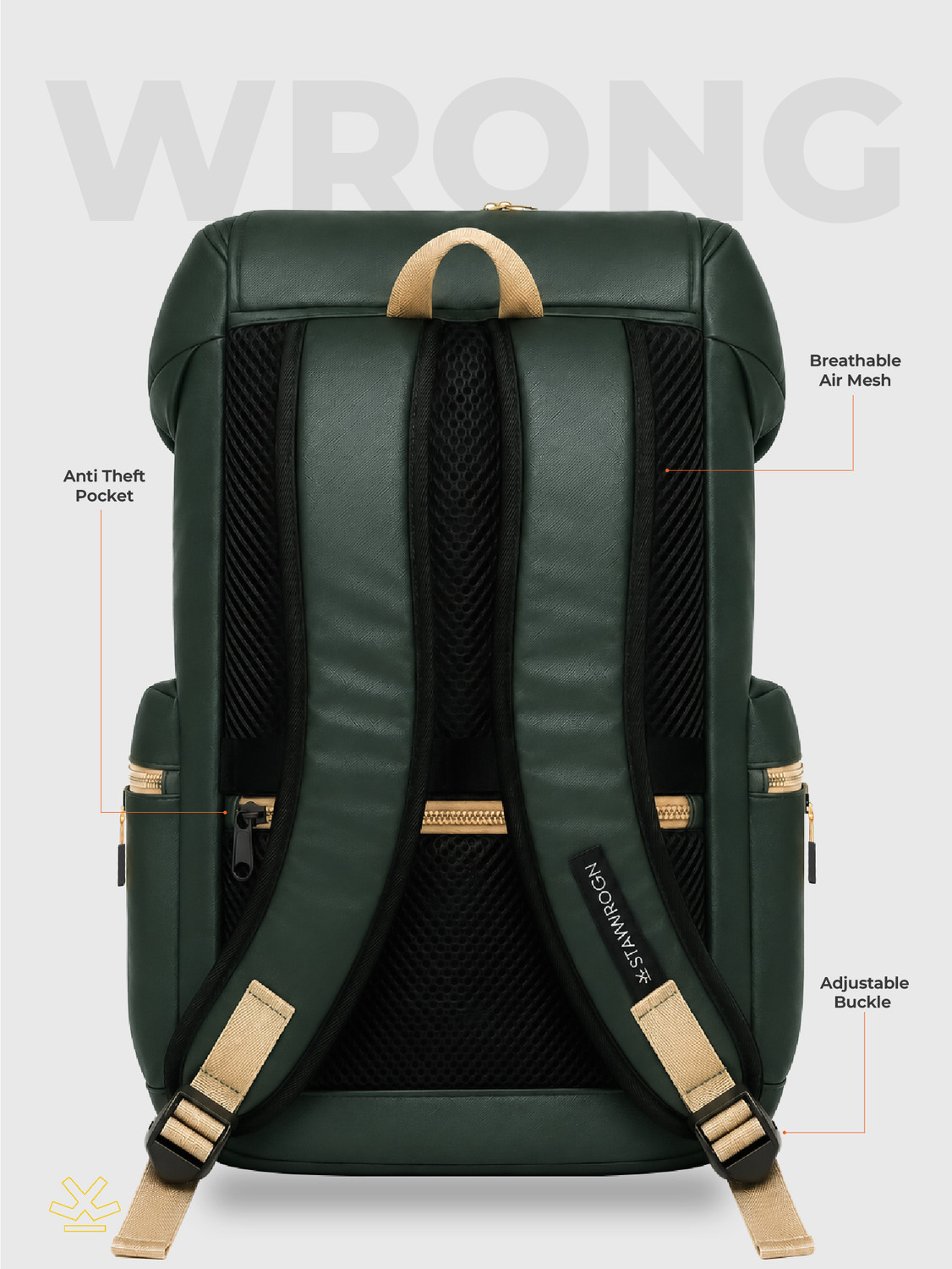Image of WROGN TrailX Unisex Laptop Backpack with Anti Theft Pocket & Rain Cover 42 L Laptop Backpack