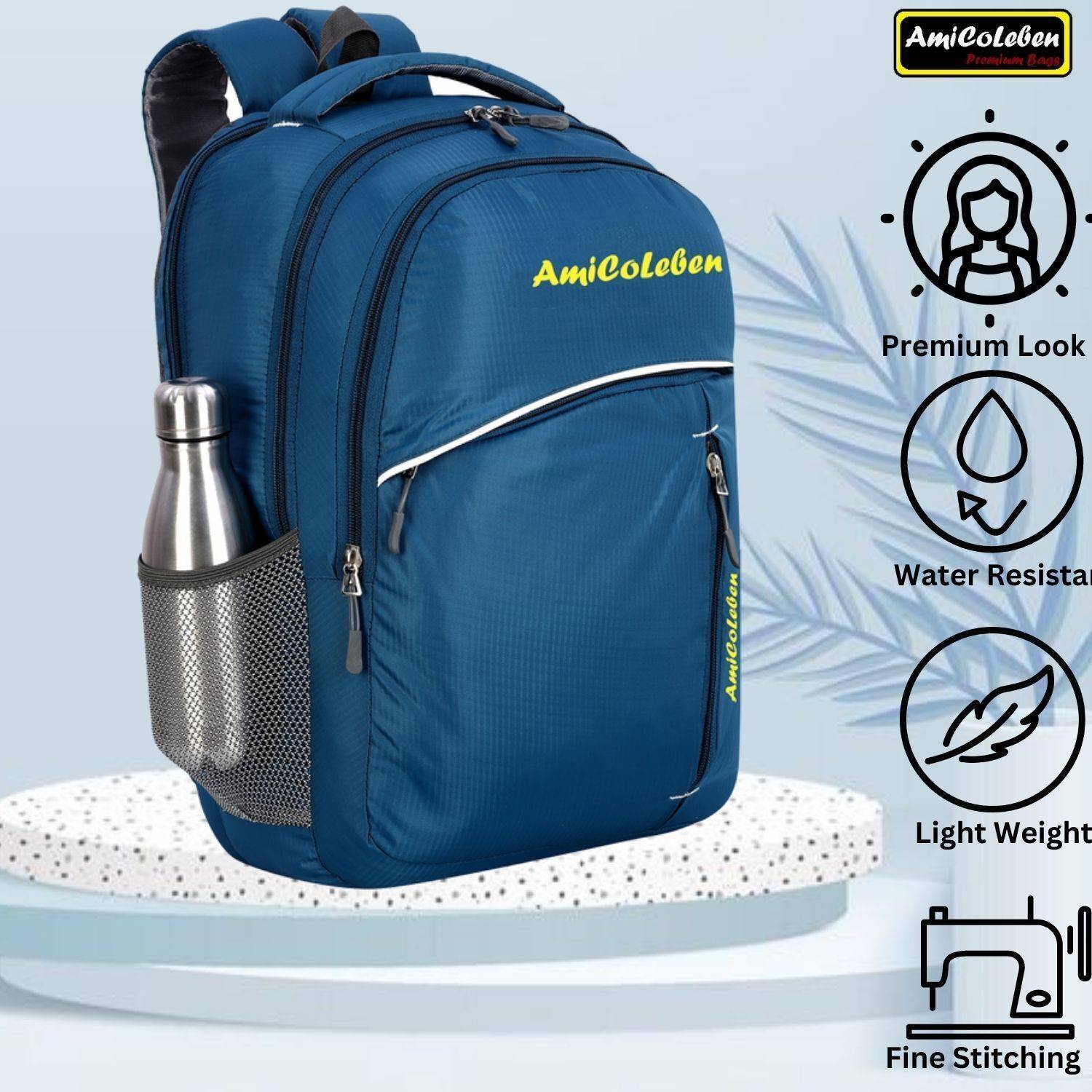 Amicoleben Stylish Water-Resistant Fabric for Everyday Use at School, College, and Office 32 L Laptop Backpack