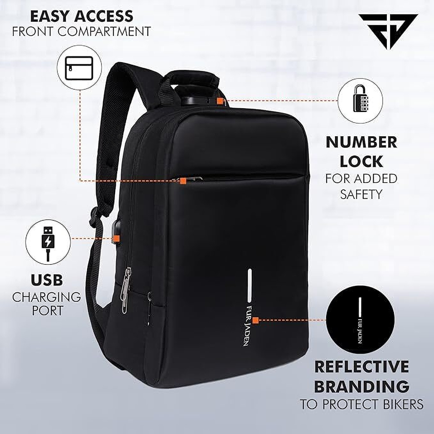 Image of FUR JADEN With Anti Theft Number Lock and USB Charging for Men Women 22 L Laptop Backpack