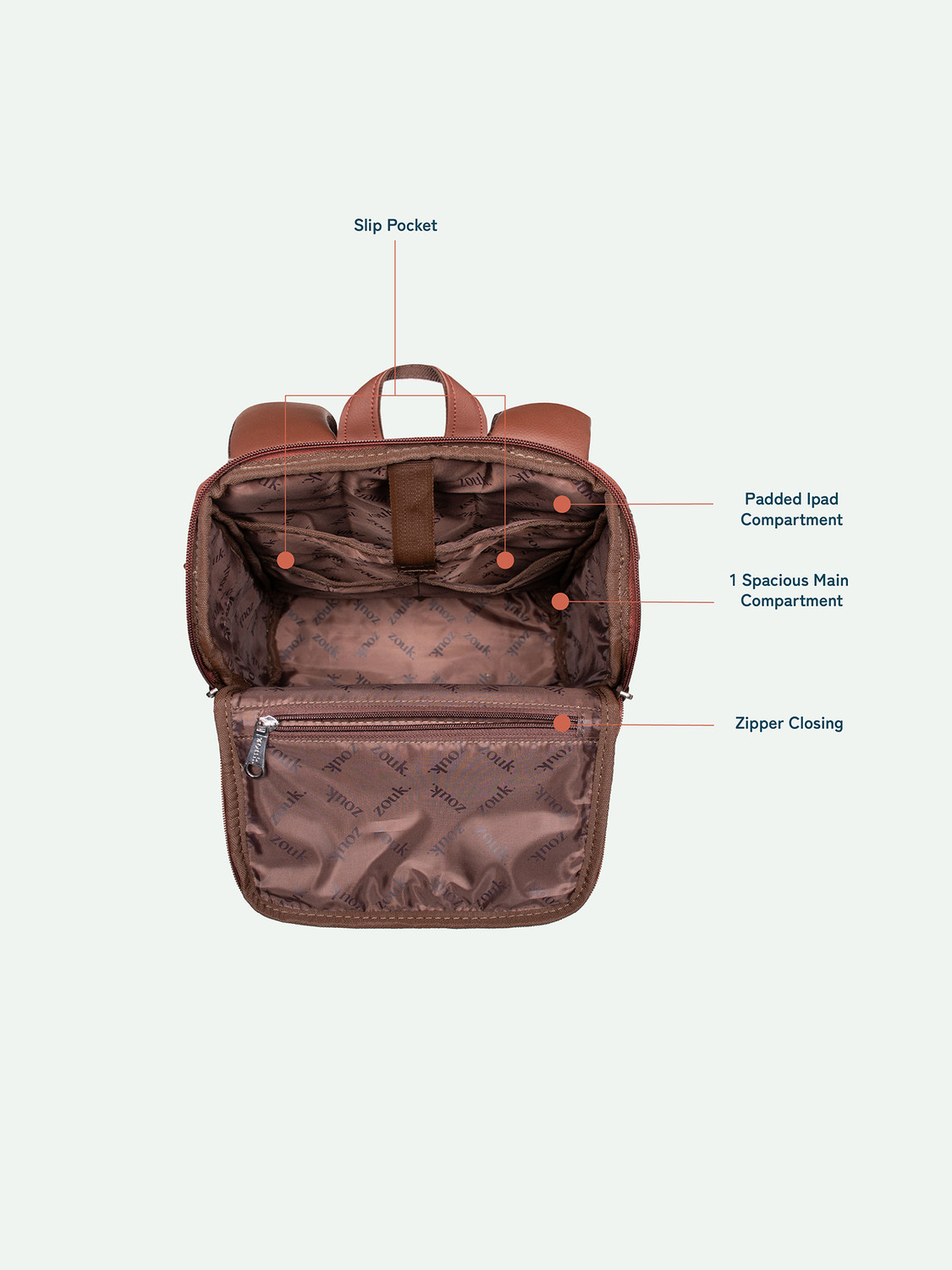 Image of ZOUK Mughal Motif Amalia Daypack 10.6 L Laptop Backpack