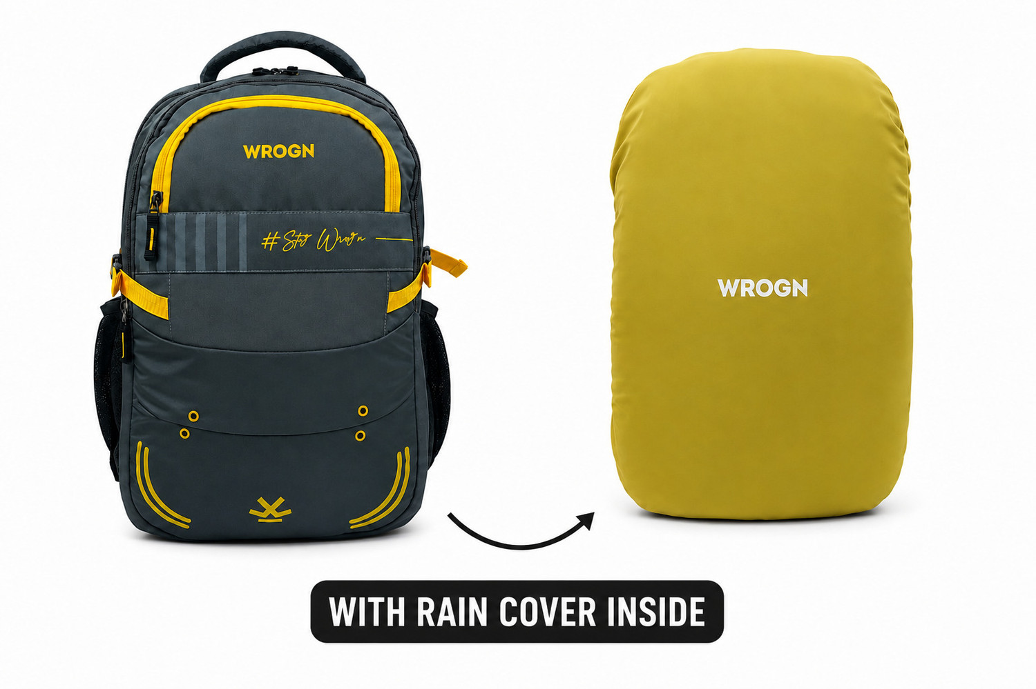 Image of WROGN Large 45 L Laptop Backpack Unisex Nomad 2.0 with Rain Cover 45 L Laptop Backpack