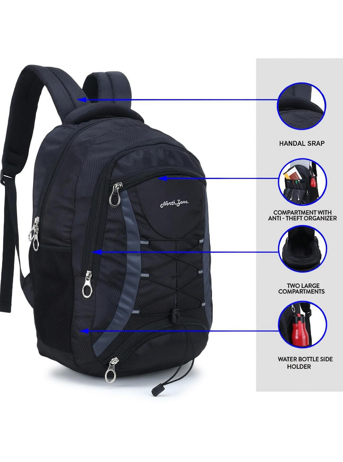 Image of NorthZone 30L Water Resistant Travel Bagpack /College Backpack /School Bag /Office Bag 30 L Backpack