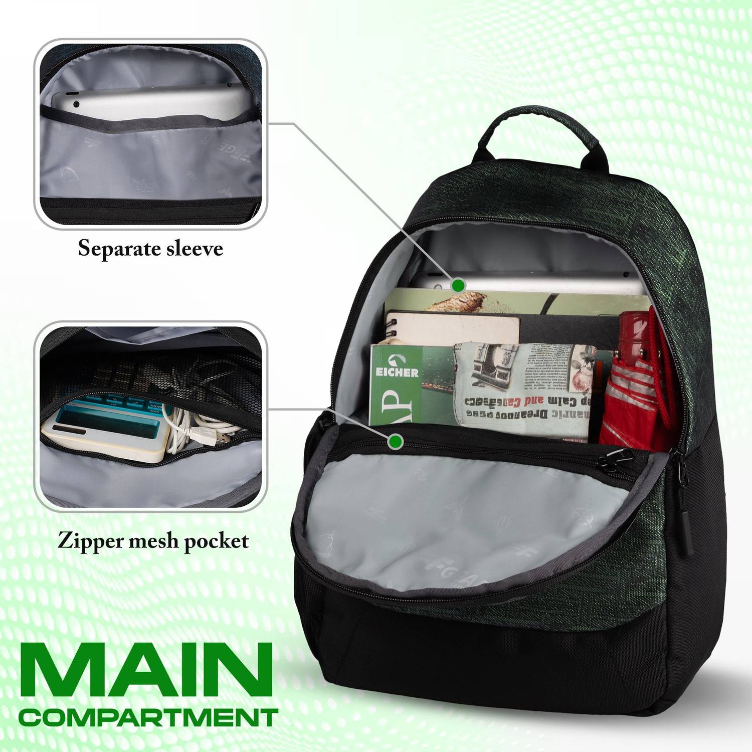 F Gear Noxe 10L Green Backpack - Image 4