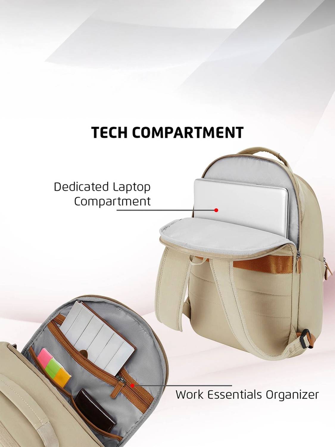 SAFARI Rizz 24L Beige Laptop Backpack - Image 5