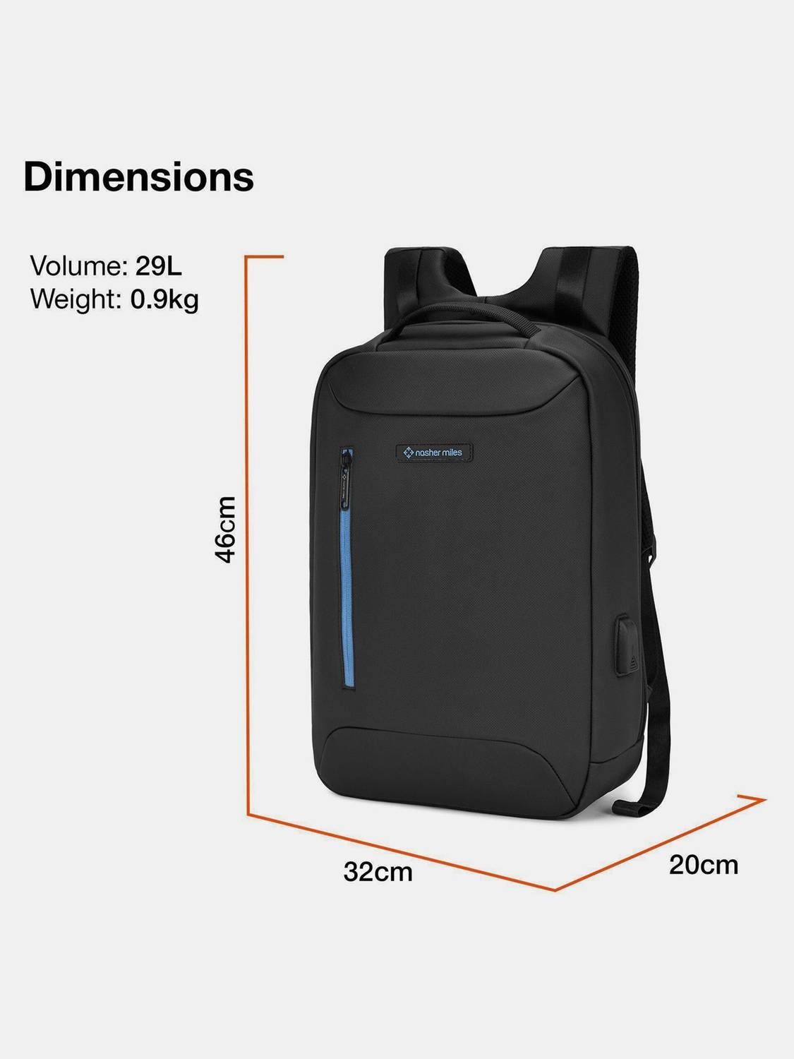 Medium 29 L Laptop Backpack Staten the Office College Travel Bag for Men Women USB Charging Port 15.6 inch - Image 5