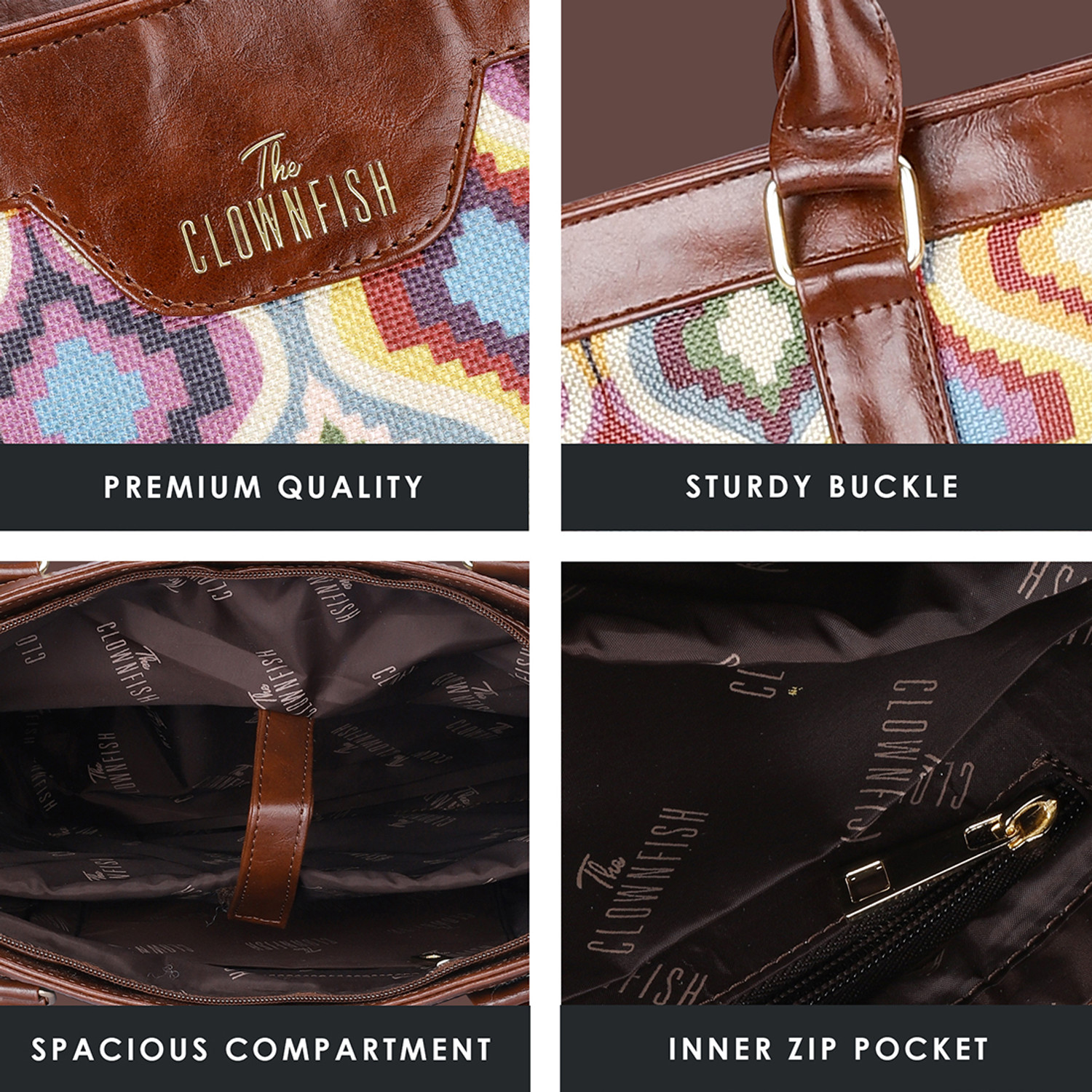 Image of The CLOWNFISH Miranda Series 14 inch Laptop Bag For Women Printed Fabric Hand Messenger bag 15.6 L Laptop Backpack