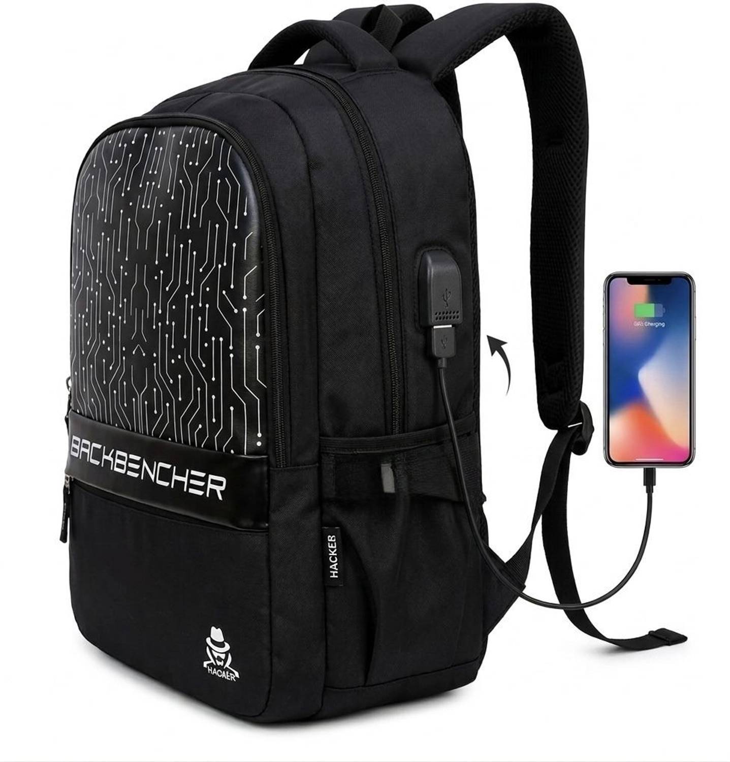 MRSAYON NEW_FK_USB_BACKBENCHER Black Waterproof School Bag - Image 3