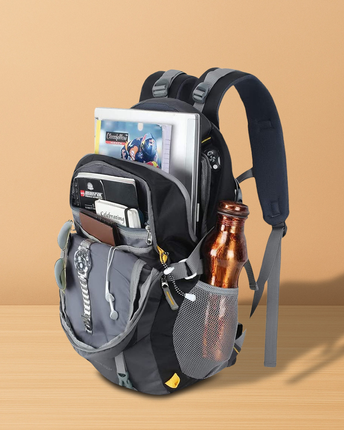 Image of WESLEY Spartan Rucksack hiking laptop bag fits upto 17.3 Raincover & internal organiser Rucksack - 45 L