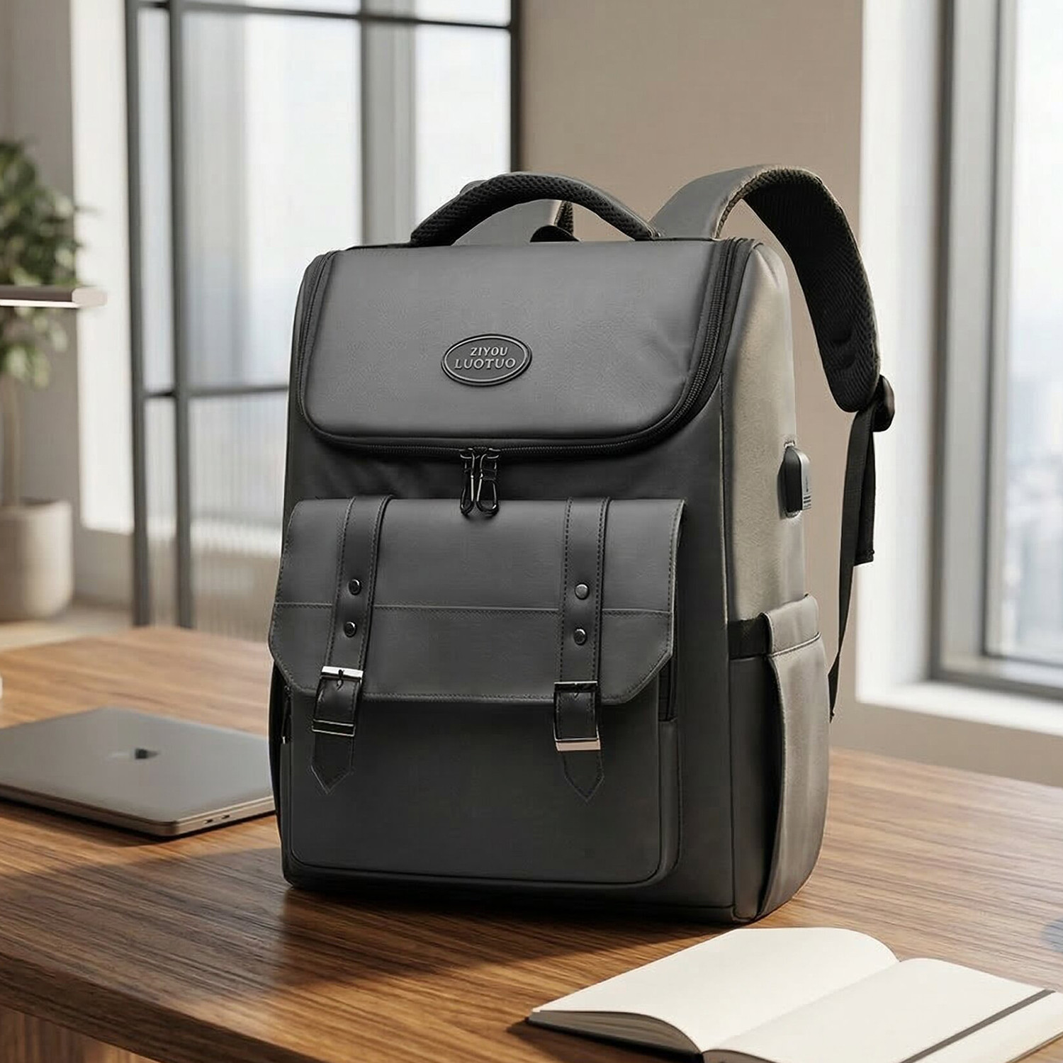 Image of DUVEXA Oxford Fabric Waterproof Laptop Bag for Men Women Backpack USB Charging Port 25 L Backpack