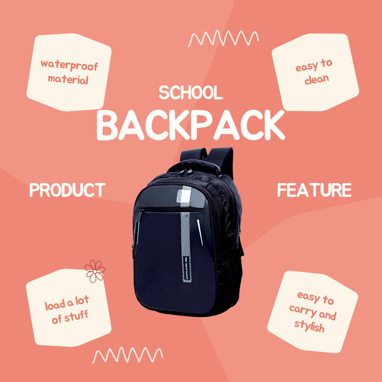 Image of ZONAL Large 40 L Laptop Backpack Casual Self Design Spacy Backpack with Rain cove Waterproof School Bag