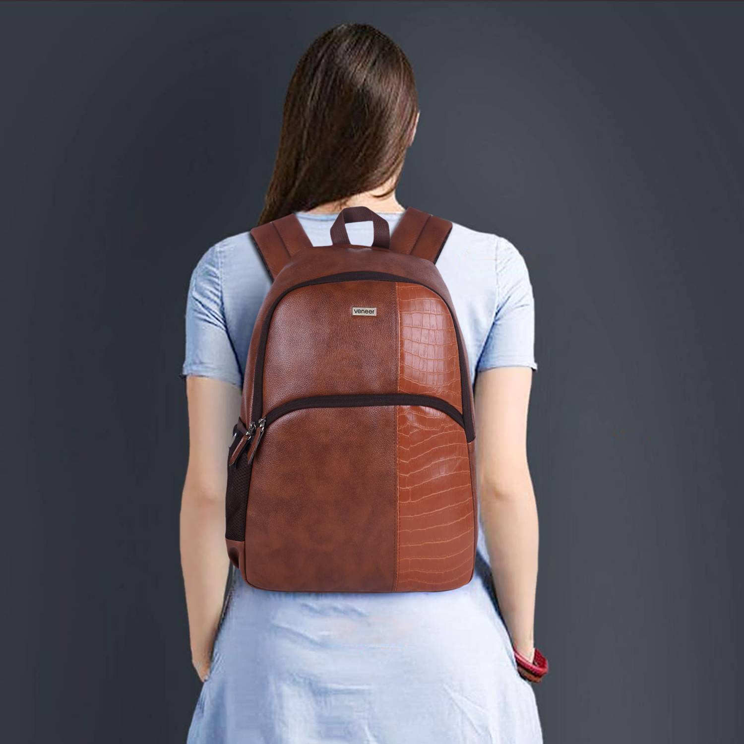 Veneer Vegan Leather Croco Fusion Laptop Backpack 25L - Image 4