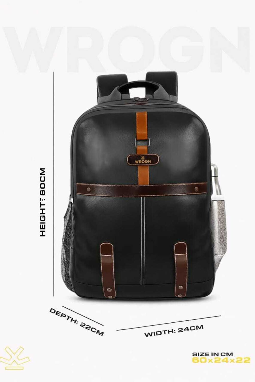 Image of WROGN Large 40L Laptop Backpack Leather Vintage without Anti Theft 40 L Laptop Backpack