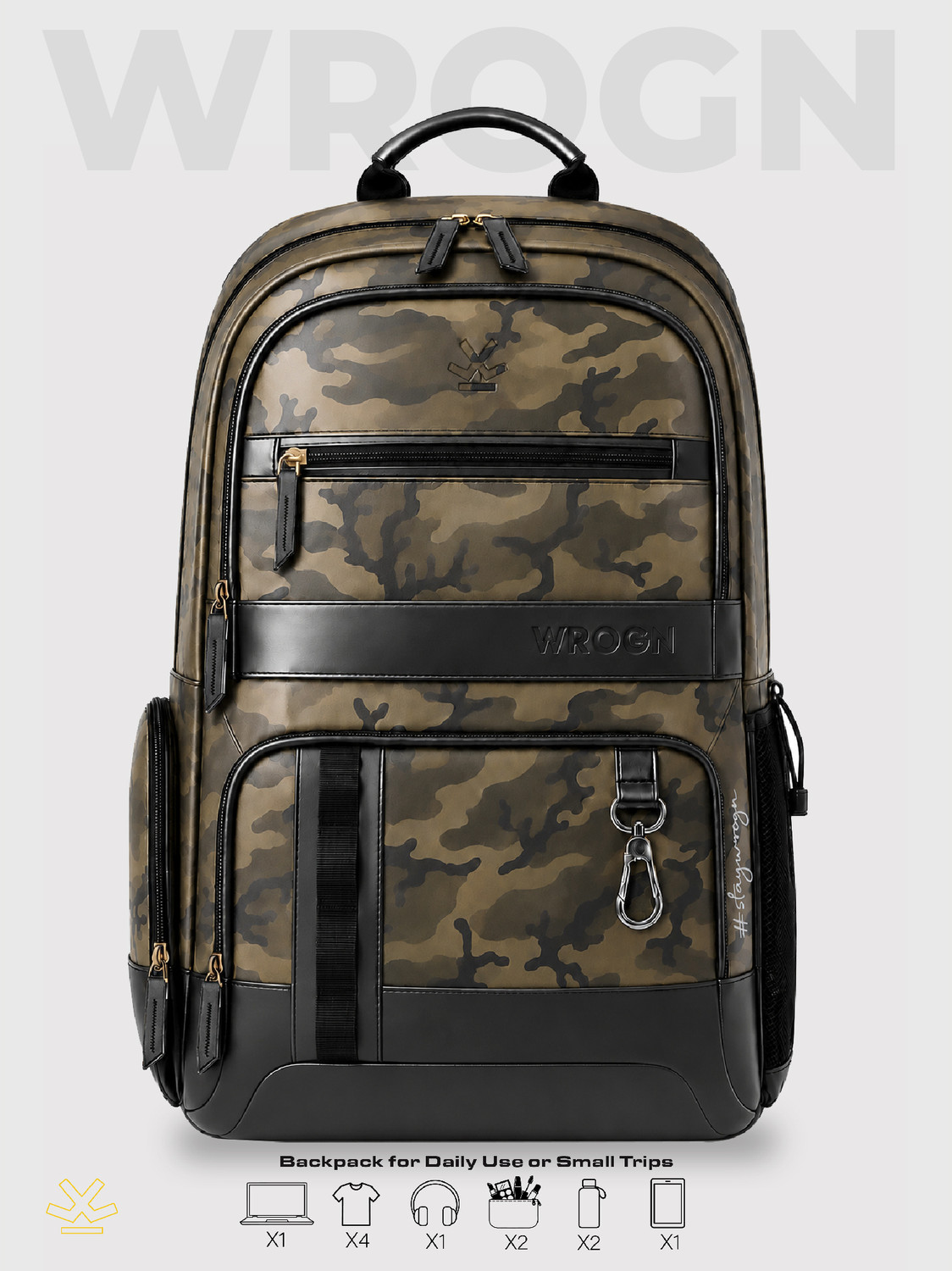 Image of WROGN Unisex Urban Heritage Pro Laptop Backpack with Anti Theft Pocket & Rain Cover 40 L Laptop Backpack