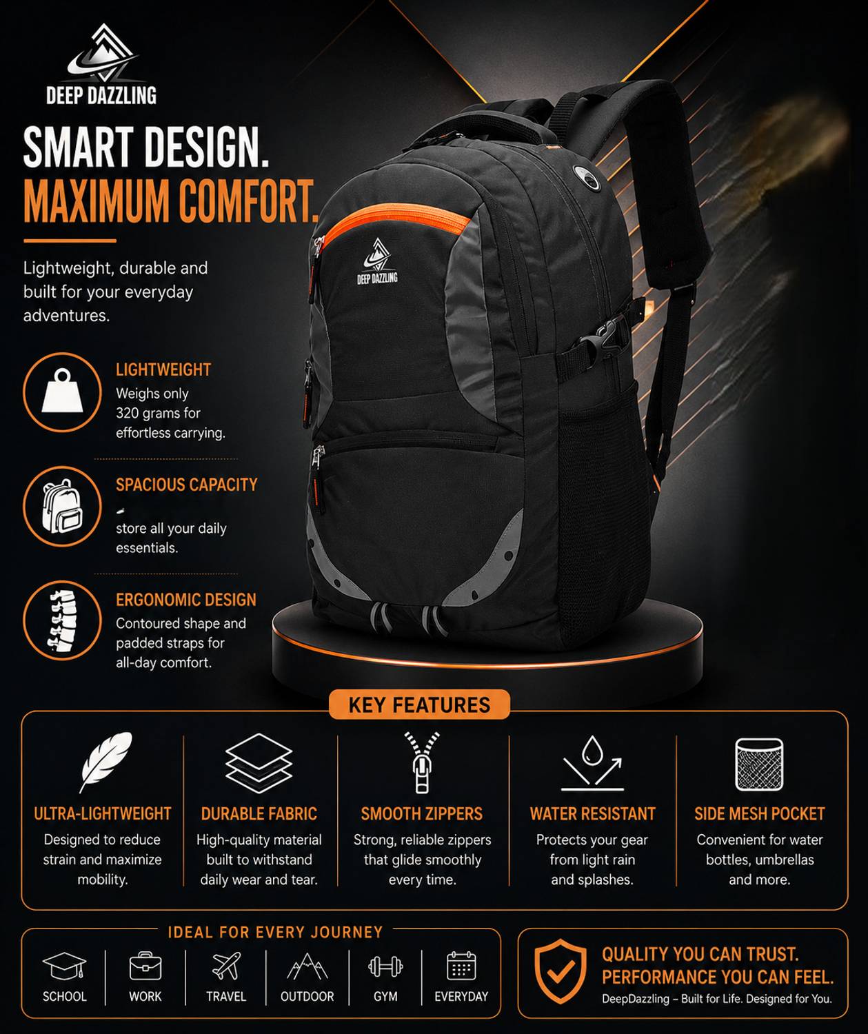 DEEP DAZZLING 36L Unisex Backpack - Image 3