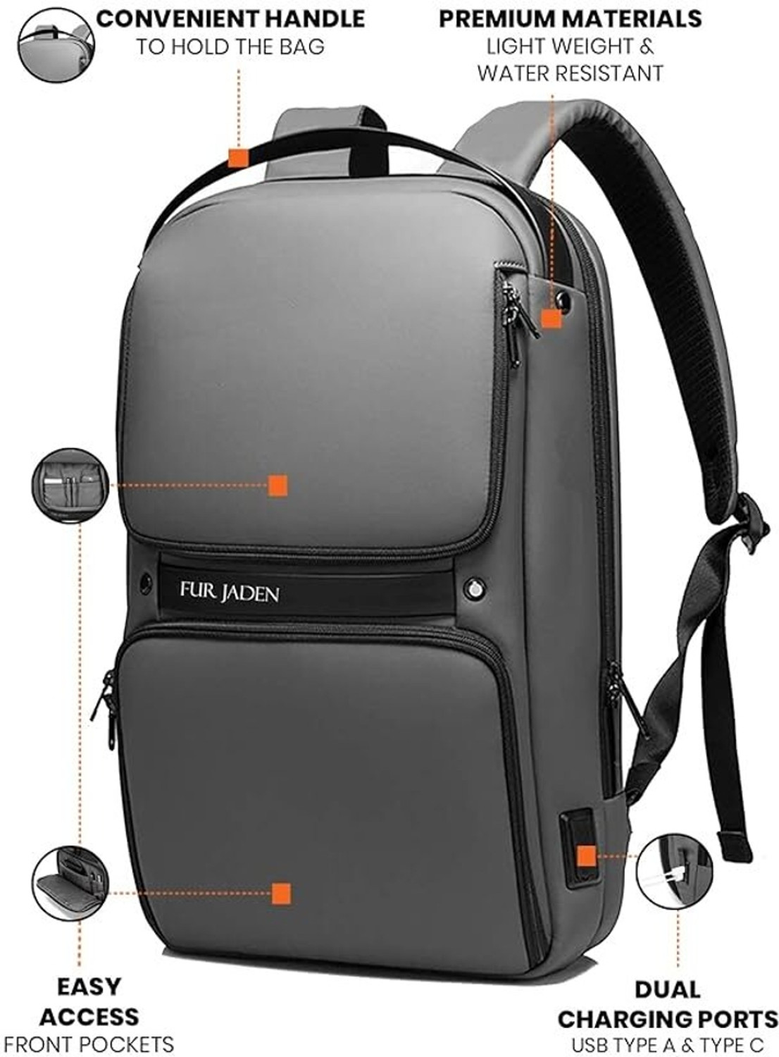 Image of FUR JADEN BM92 Grey 17 L Laptop Backpack