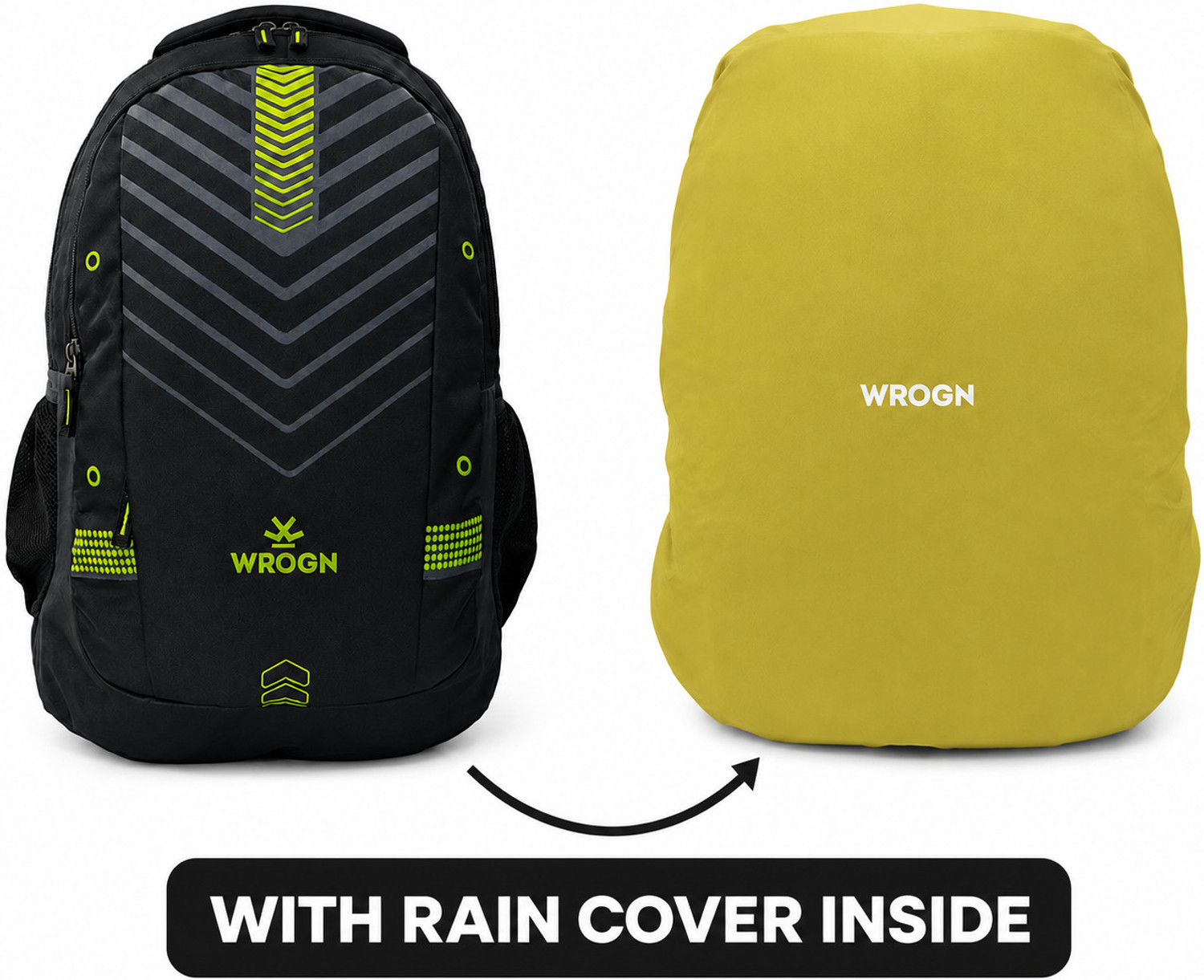 Image of WROGN Large 45 L Laptop Backpack Unisex Zipster with Rain Cover 45 L Laptop Backpack