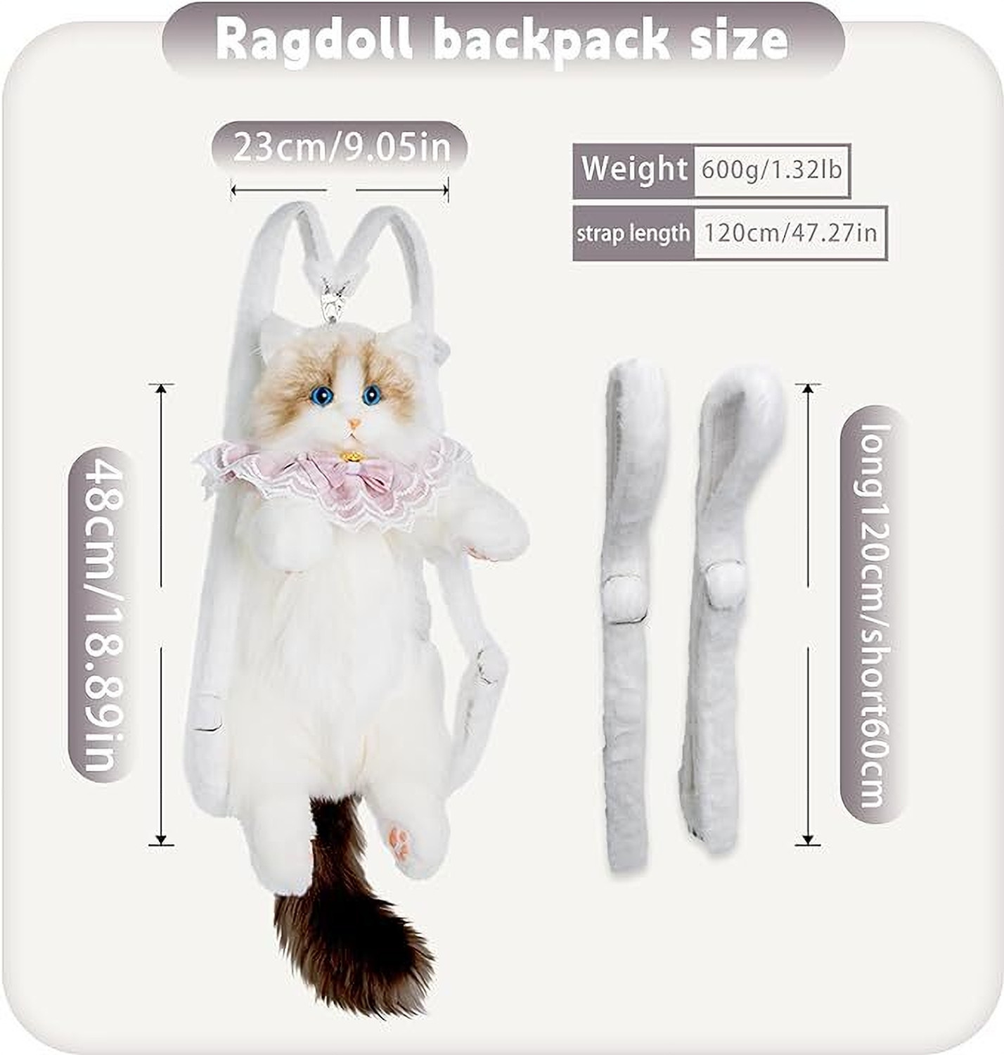 Image of Opnex Cute Cat Shape Sling Bag for Girls | Soft Plush Crossbody 2 L Backpack