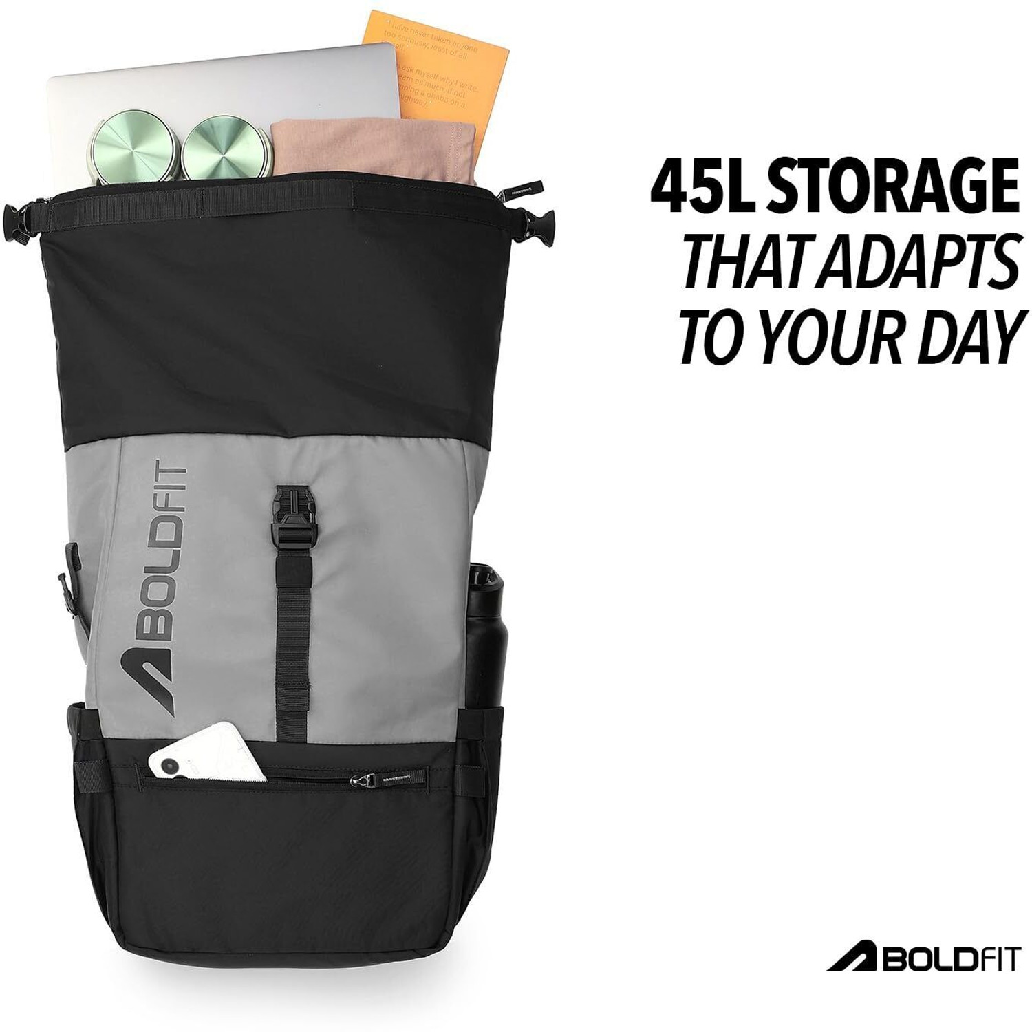 Image of BOLDFIT Roll Top - Expandable with Laptop sleeve 45 L Laptop Backpack