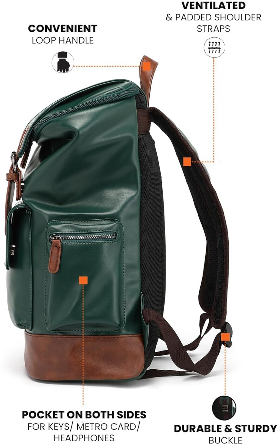 Image of FUR JADEN Vegan Leather Anti-Theft Design Premium Stylish Bag for Men & Women 20 L Laptop Backpack